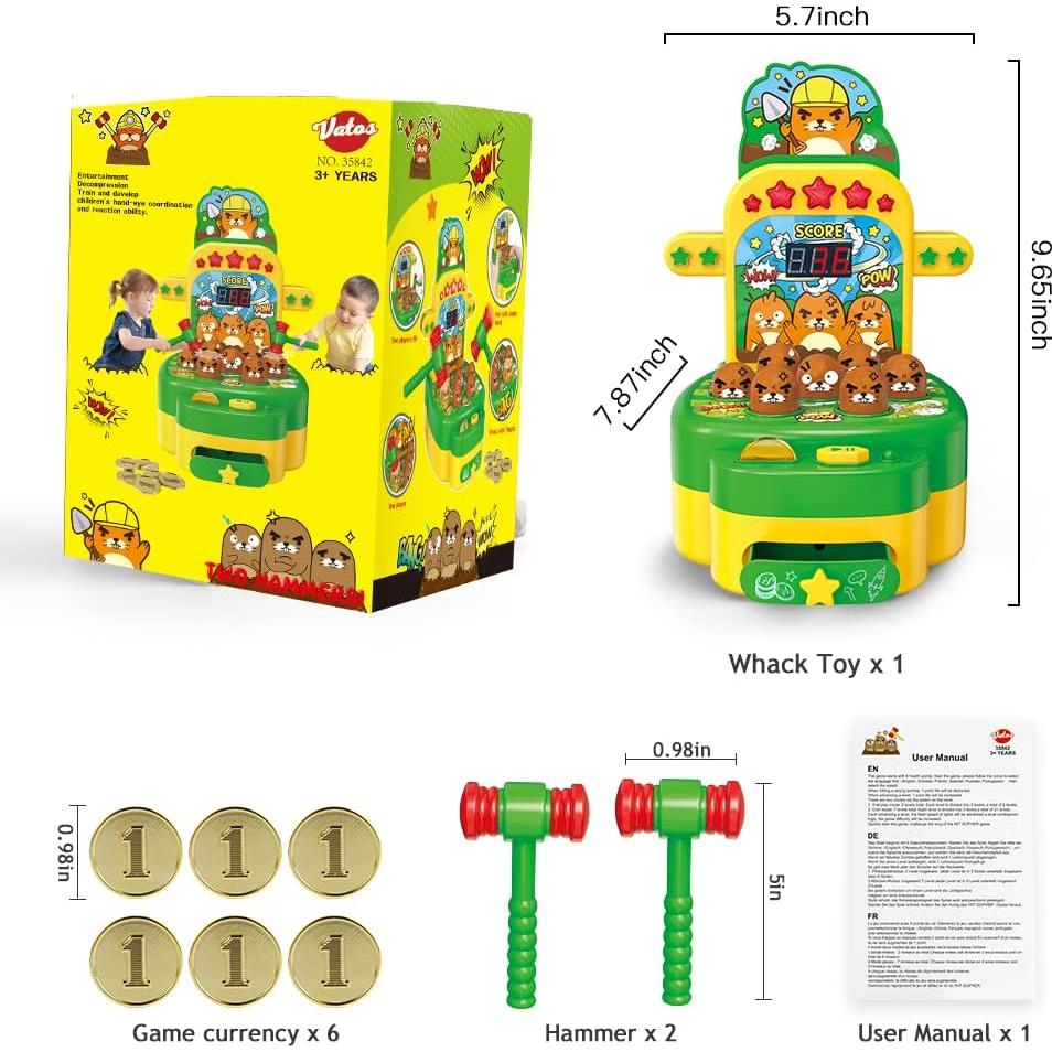 Juego de Martillo VATOS Mini Arcade Electrónico 2 Martillos