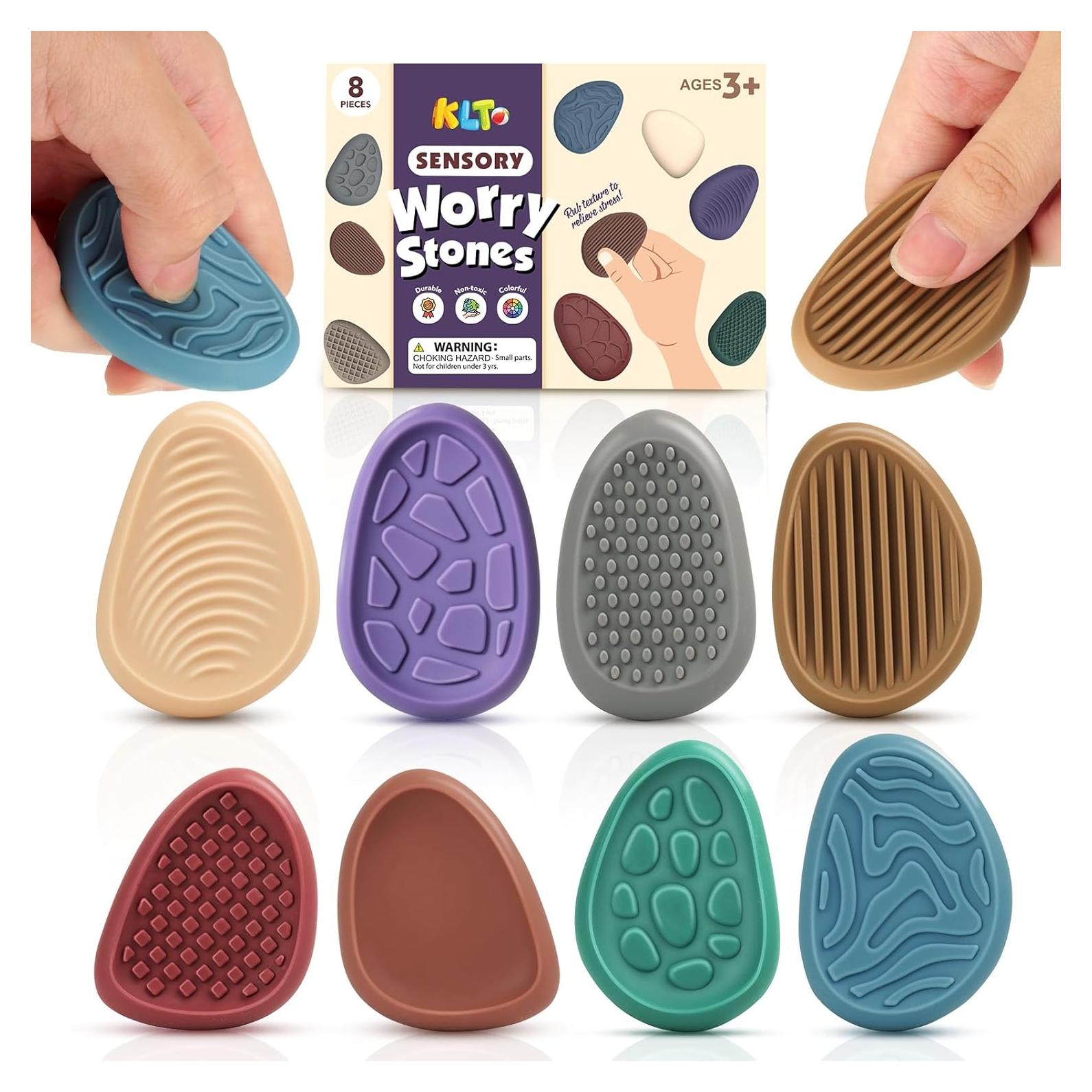 Juguetes Antiestrés KLT - 8 Piedras Texturizadas Silenciosas