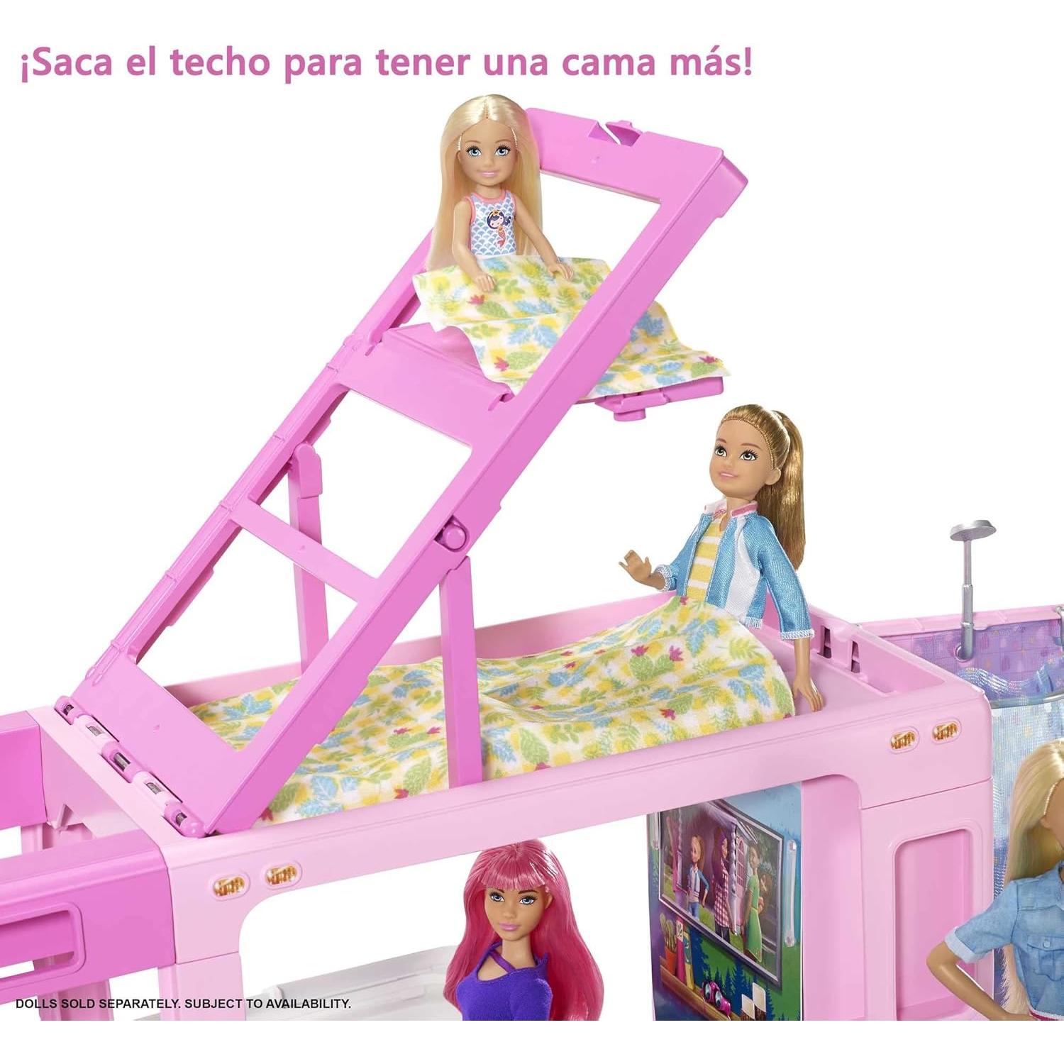 Camper Soñado 3-en-1 Barbie con Piscina y 60 Accesorios