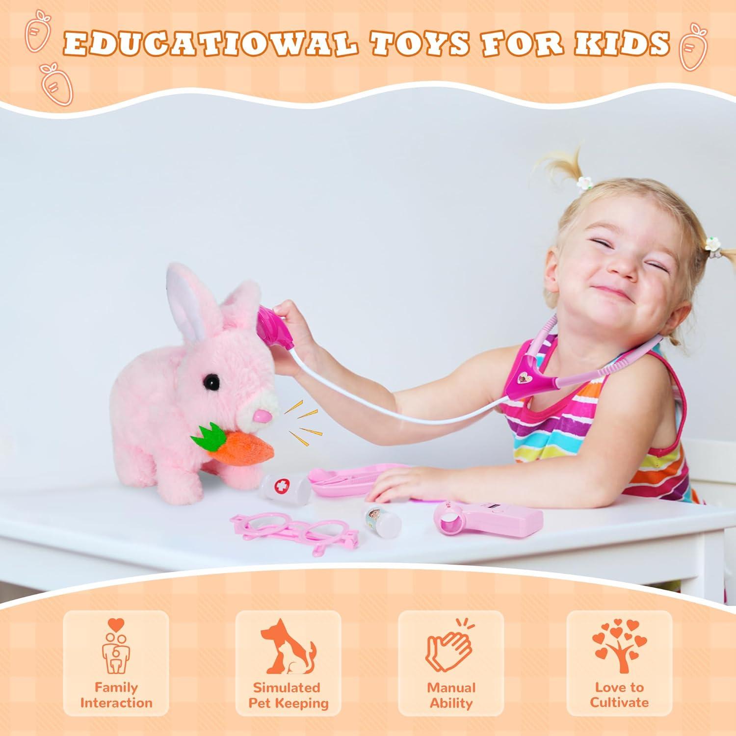 Kit de Doctor para Niños DWMTGS con Conejo Rosa - Juguete Educativo