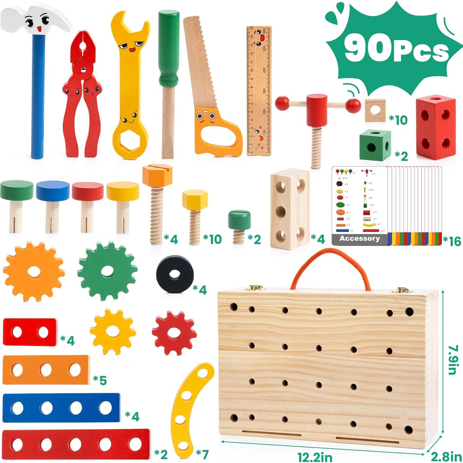 Conjunto de Herramientas de Madera WOOOMAM 90 PCS para Niños