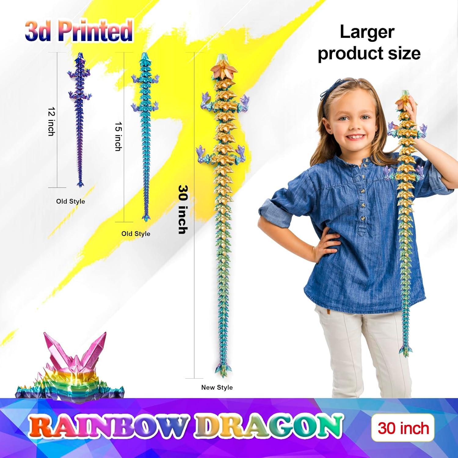 Dragón Impreso en 3D HyBaiS 76.2 cm Arcoíris para Niños