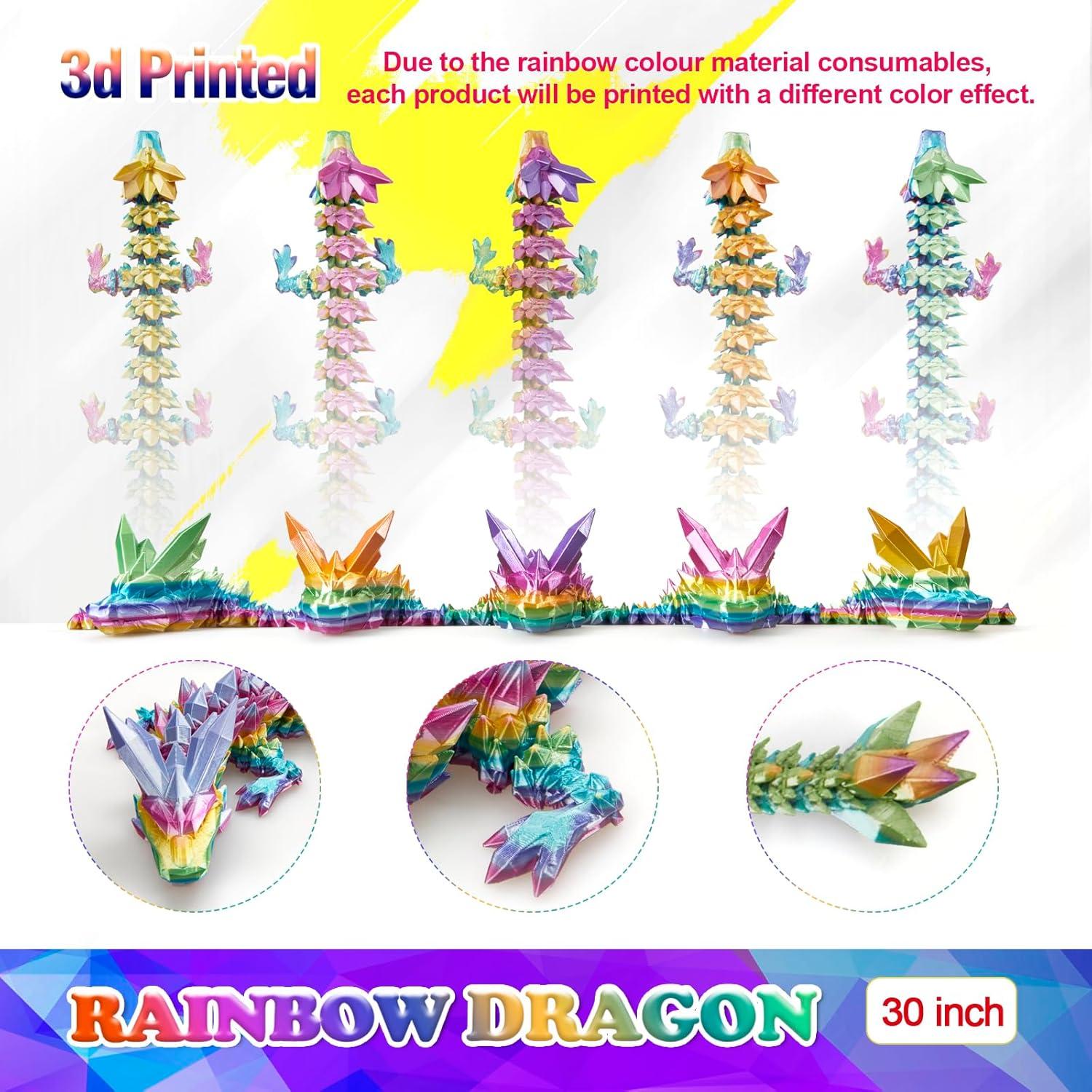Dragón Impreso en 3D HyBaiS 76.2 cm Arcoíris para Niños