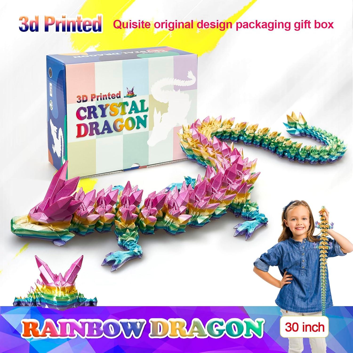 Dragón Impreso en 3D HyBaiS 76.2 cm Arcoíris para Niños