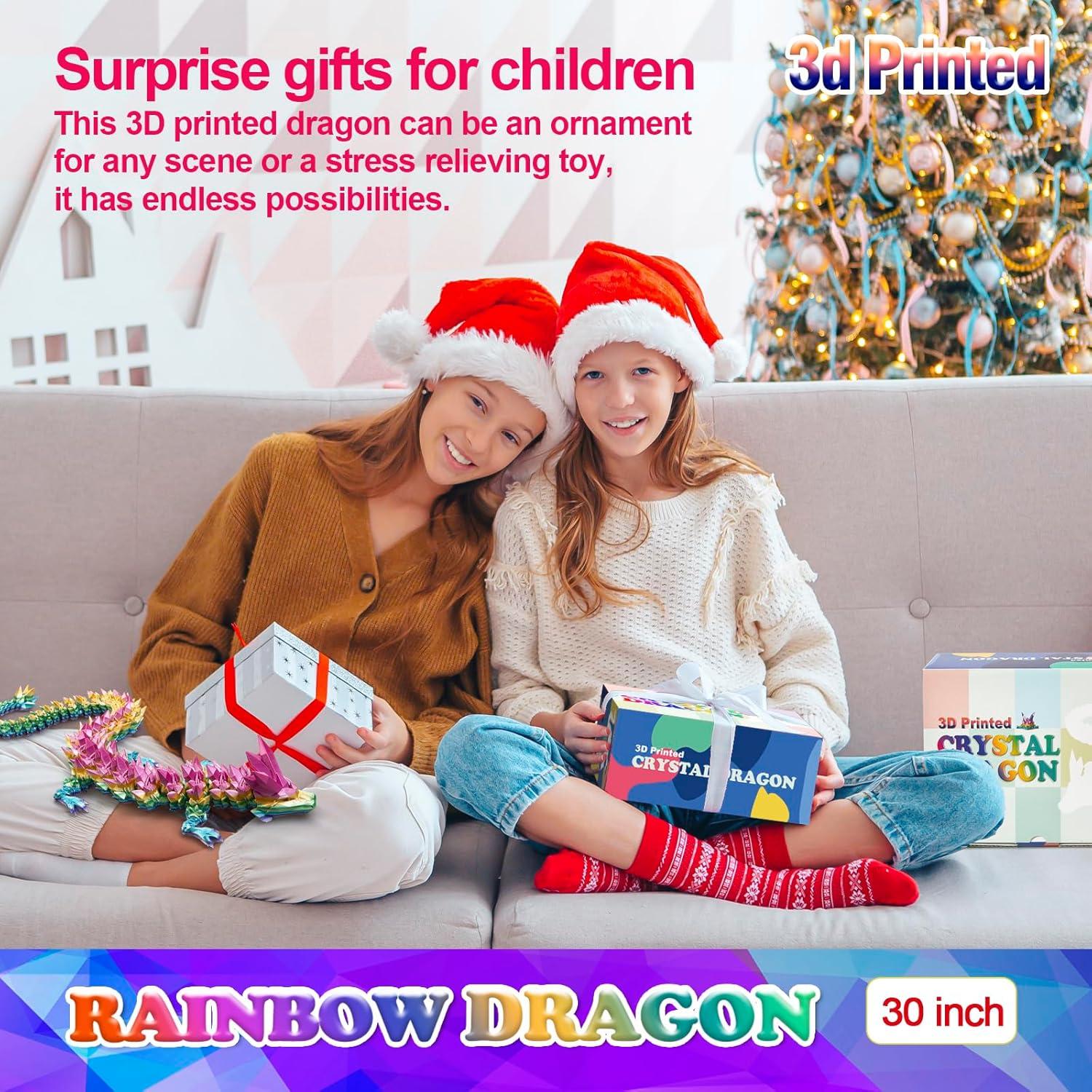 Dragón Impreso en 3D HyBaiS 76.2 cm Arcoíris para Niños