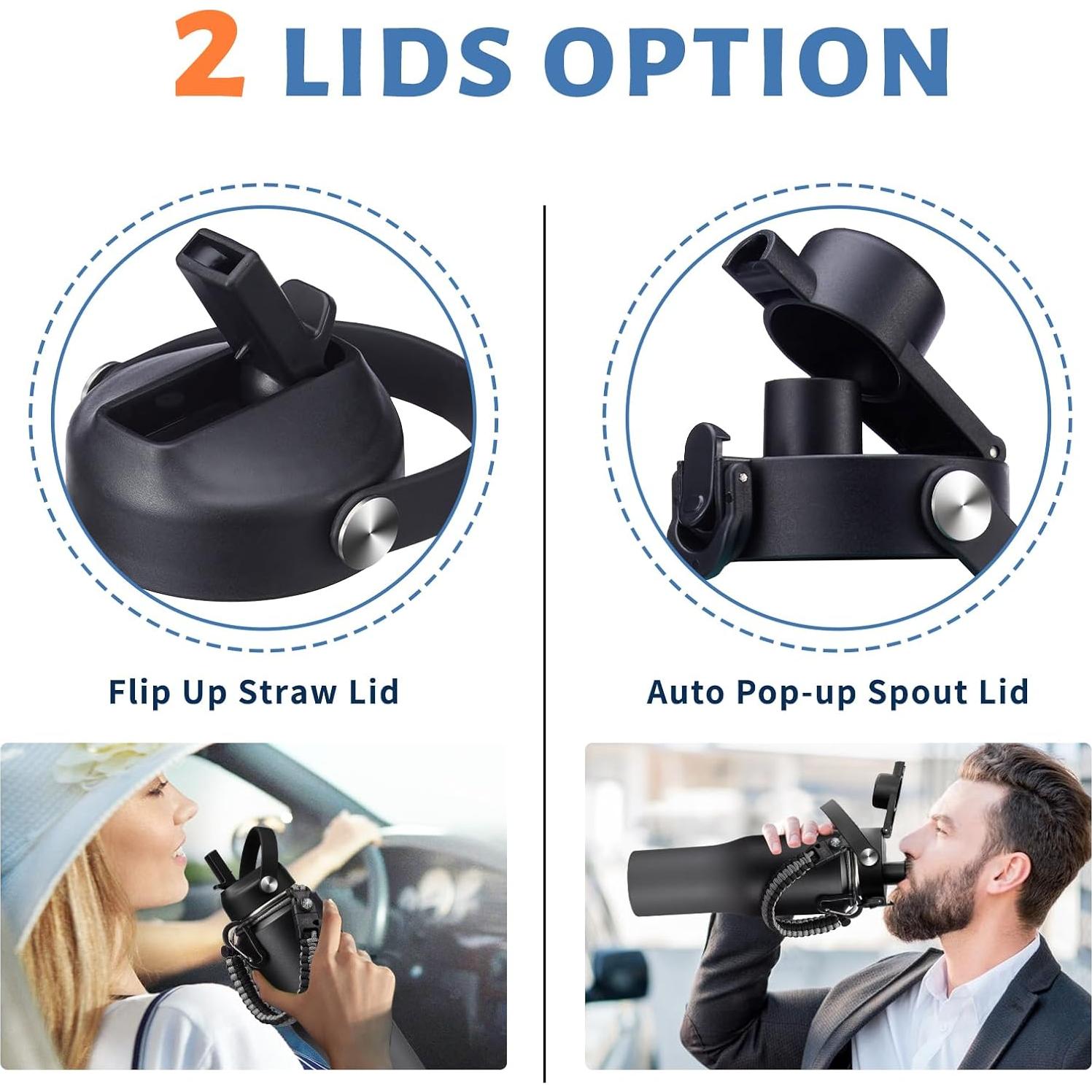 Botella de Agua Aislada RRYFOUR 0,95L con Pajilla y Asa