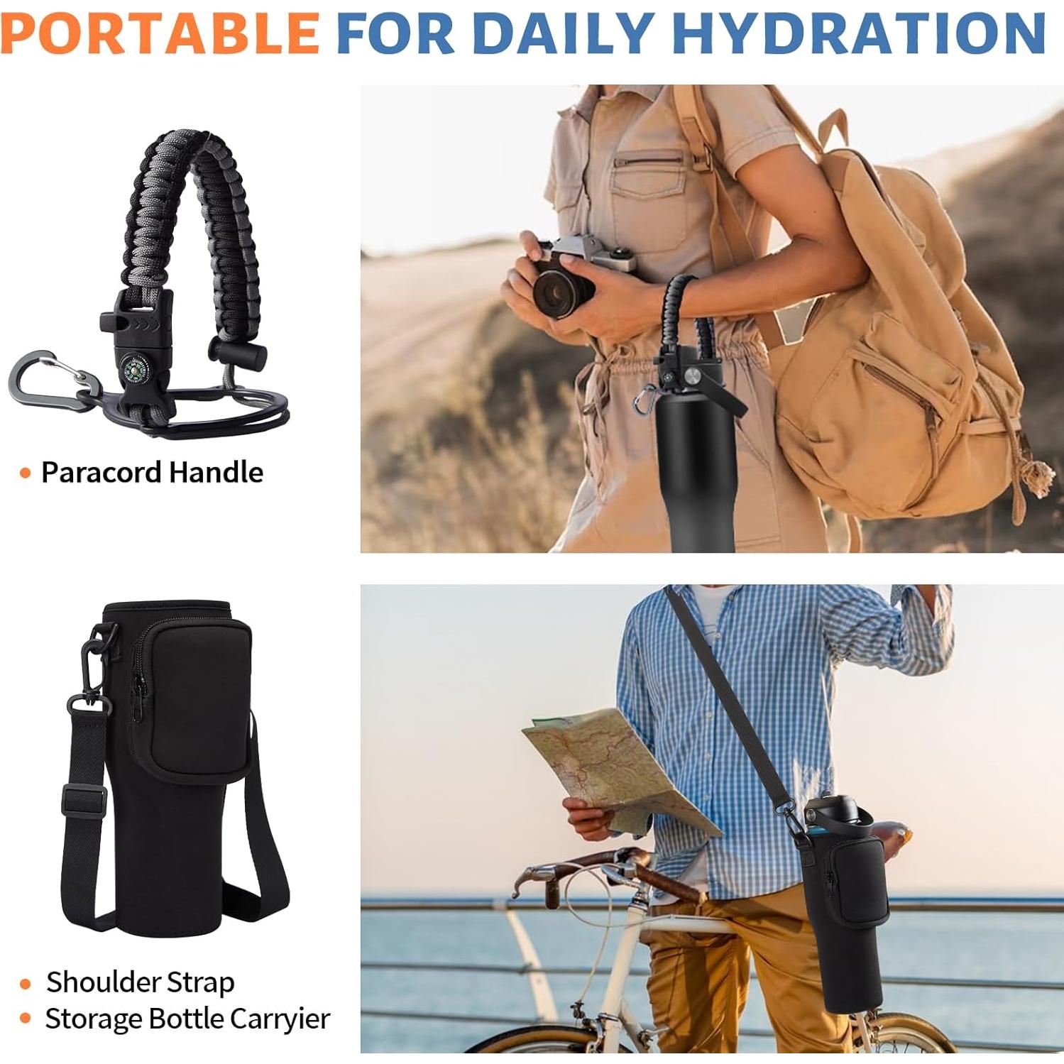 Botella de Agua Aislada RRYFOUR 0,95L con Pajilla y Asa