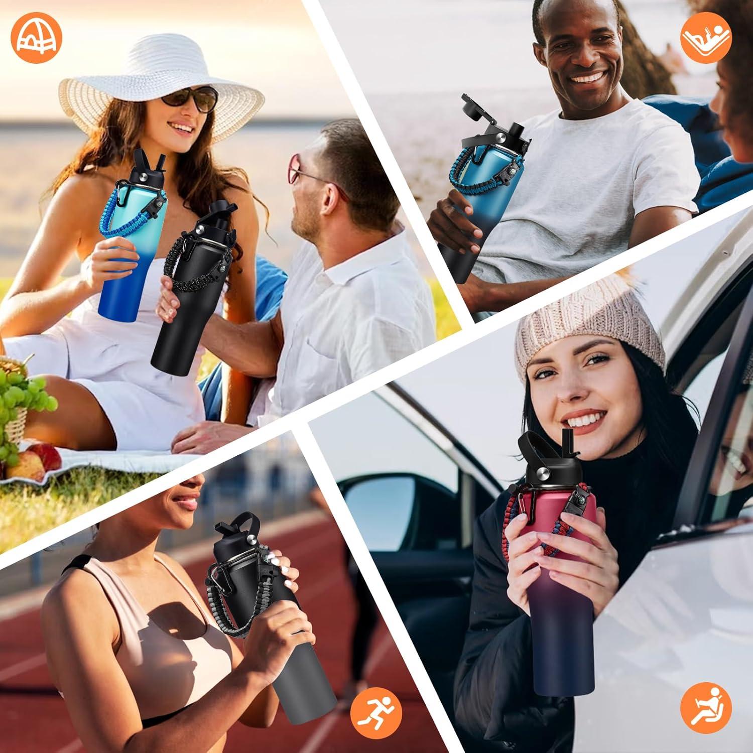 Botella de Agua Aislada RRYFOUR 0,95L con Pajilla y Asa