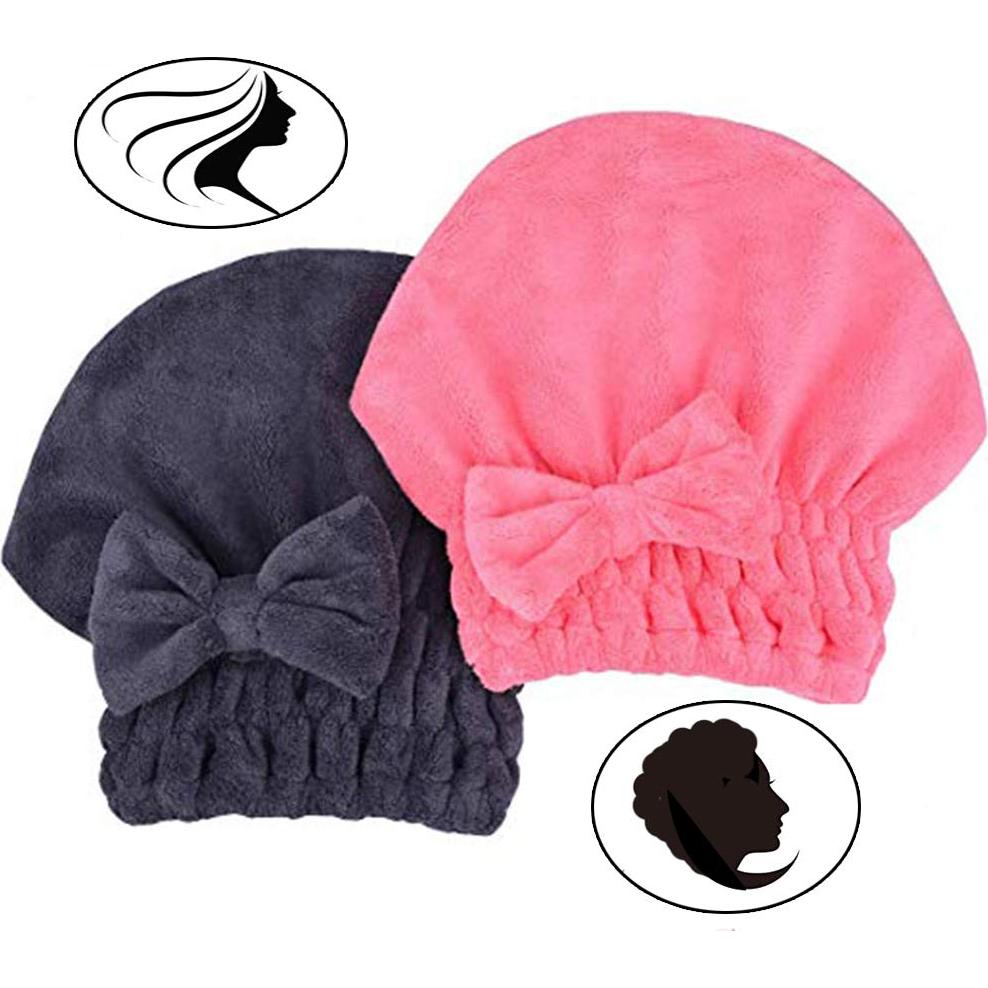 Toallas de Secado de Cabello Microfibra MAYOUTH 2pack Gris y Rosa