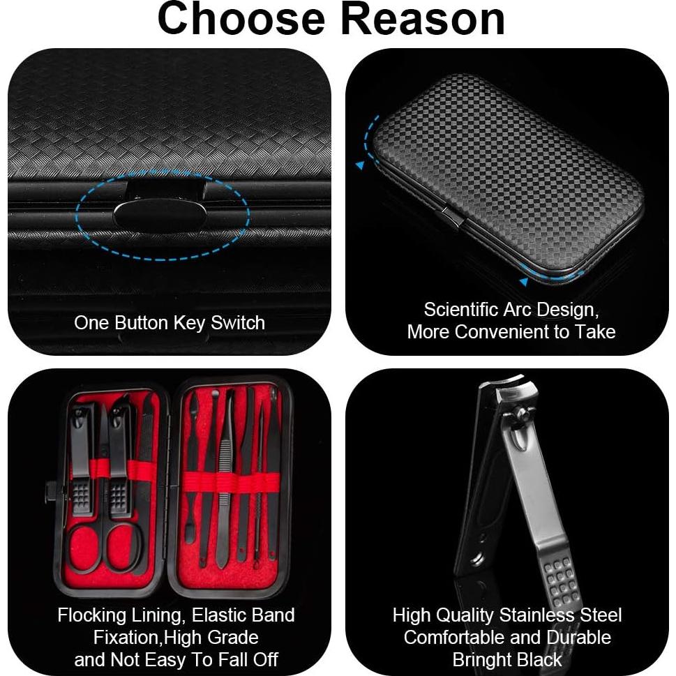 Kit de Manicura OKOM 10 Piezas Acero Inoxidable Antideslizante