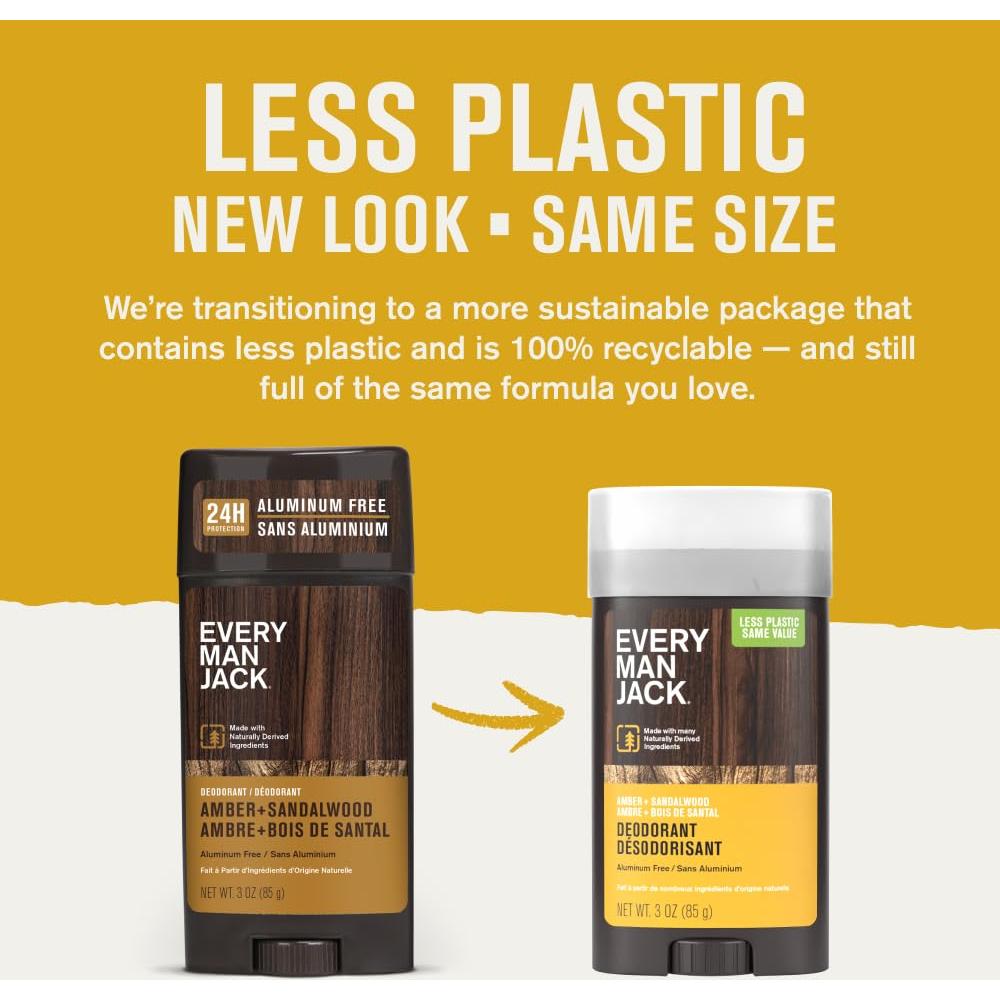 Desodorante Every Man Jack Ámbar + Sándalo 85g - Sin Aluminio