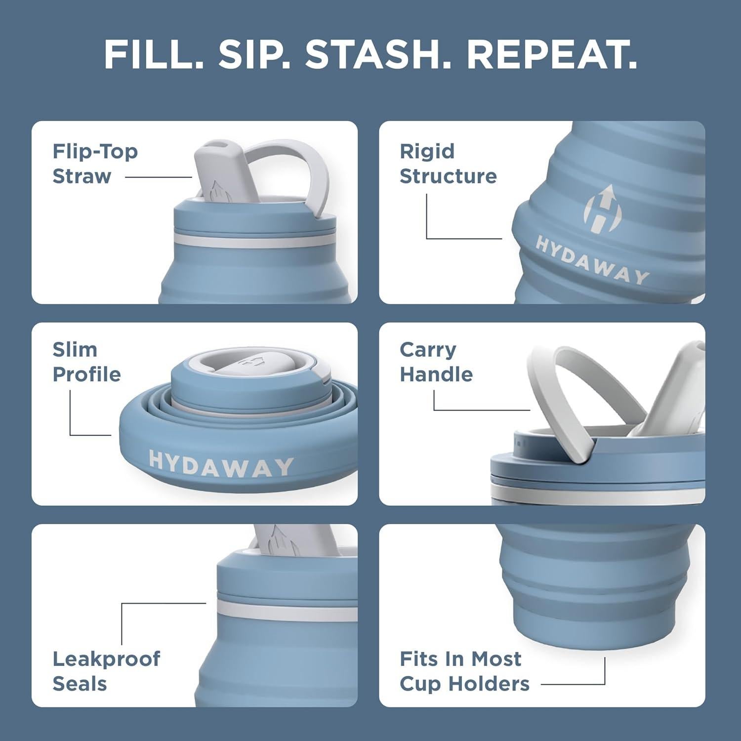 Botella de Agua Plegable HYDAWAY 500ml - Ligera y Ecoamigable