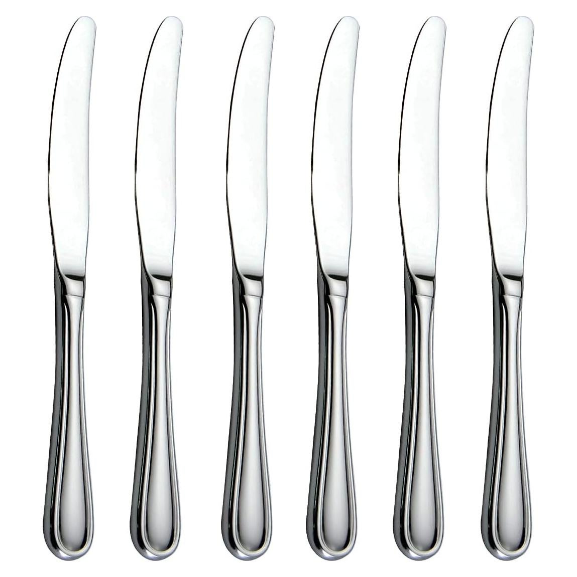 Juego de Cuchillos de Cena HISSF 6 Piezas Acero Inoxidable Plateado