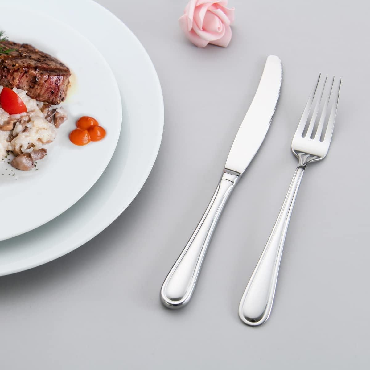 Juego de Cuchillos de Cena HISSF 6 Piezas Acero Inoxidable Plateado