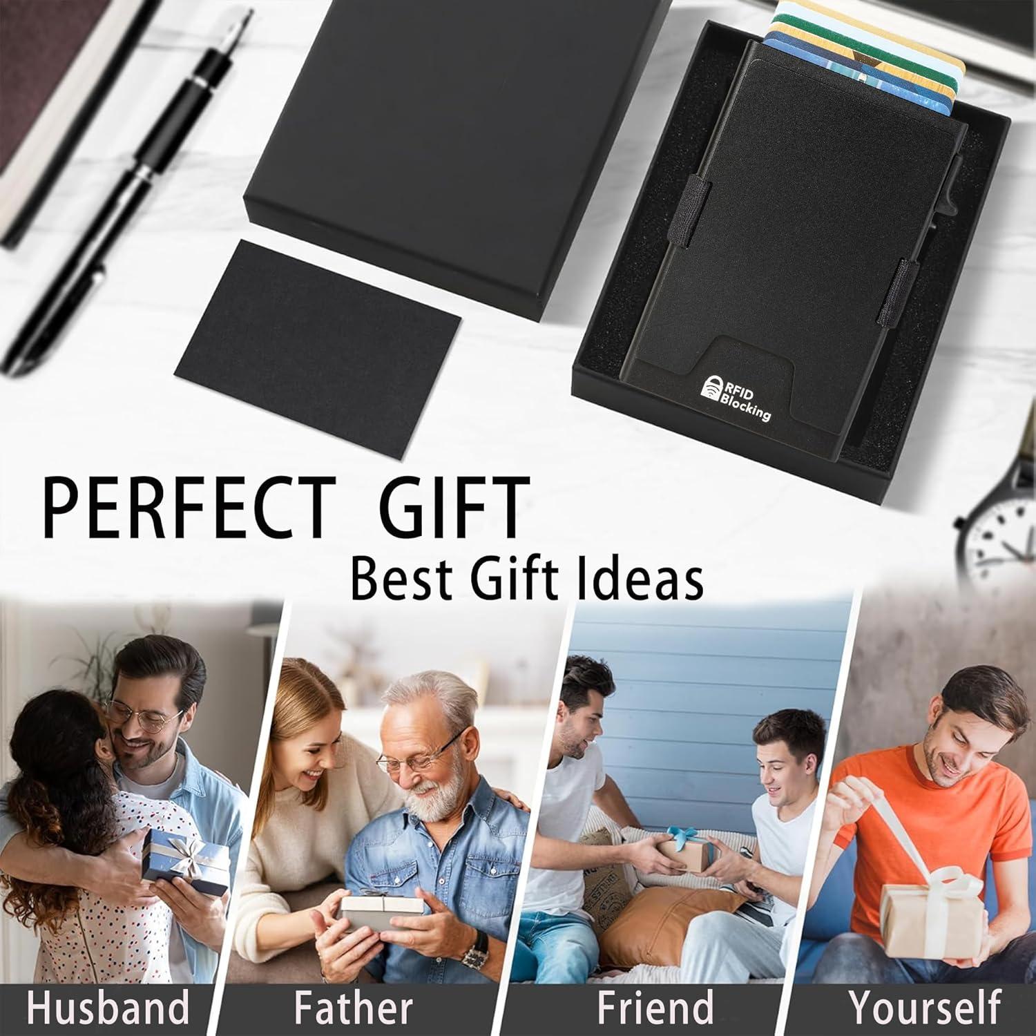 Billetera Minimalista Aluminio RFID Hombres Negro 12 Tarjetas