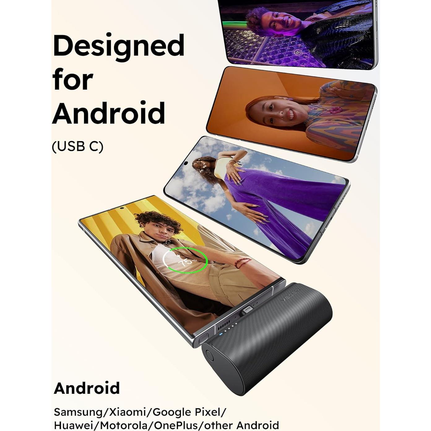 Cargador Portátil VEGER 5000mAh USB C Carga Rápida 20W