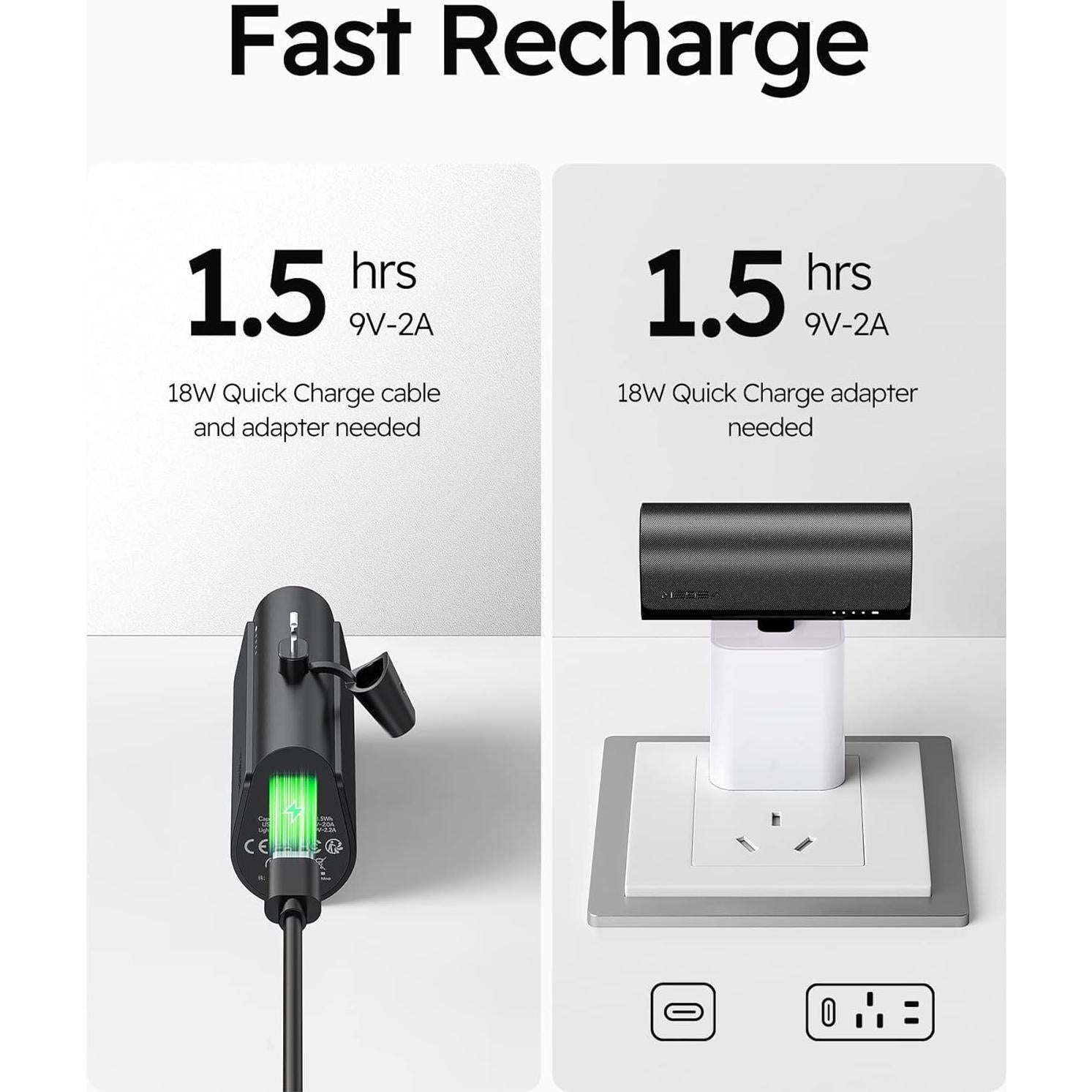 Cargador Portátil VEGER 5000mAh USB C Carga Rápida 20W