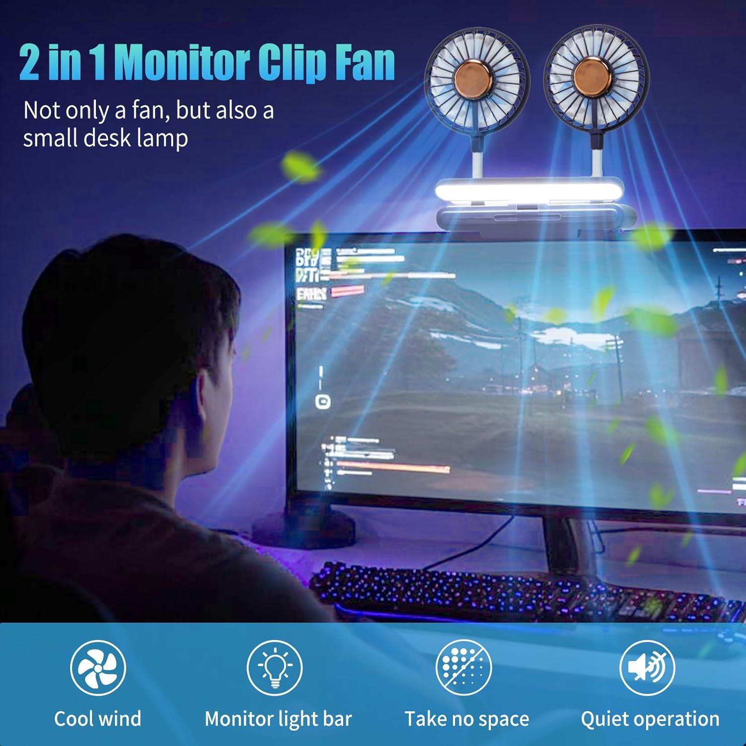 Ventilador de Escritorio THRRLY H26B con Luz LED y Clip