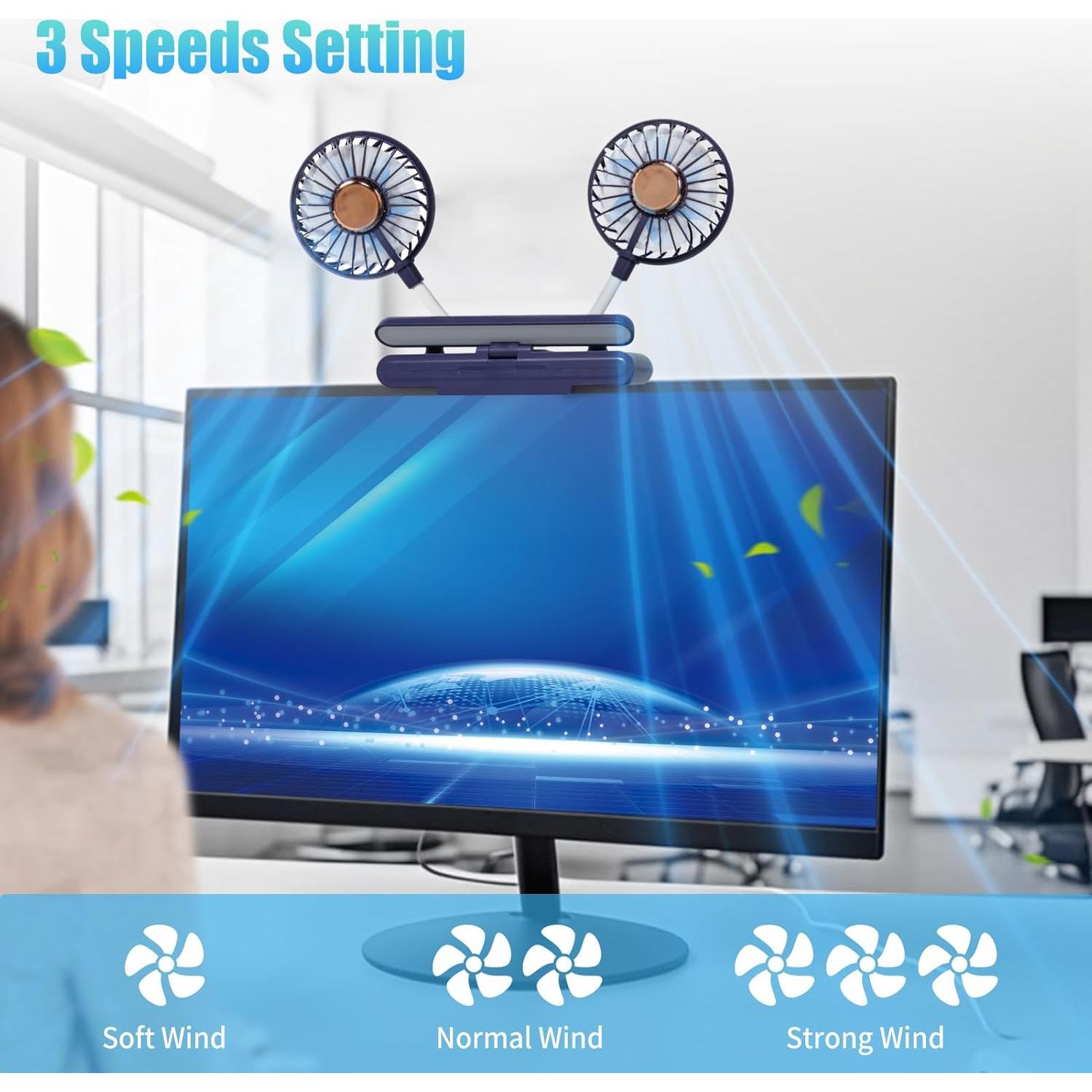 Ventilador de Escritorio THRRLY H26B con Luz LED y Clip