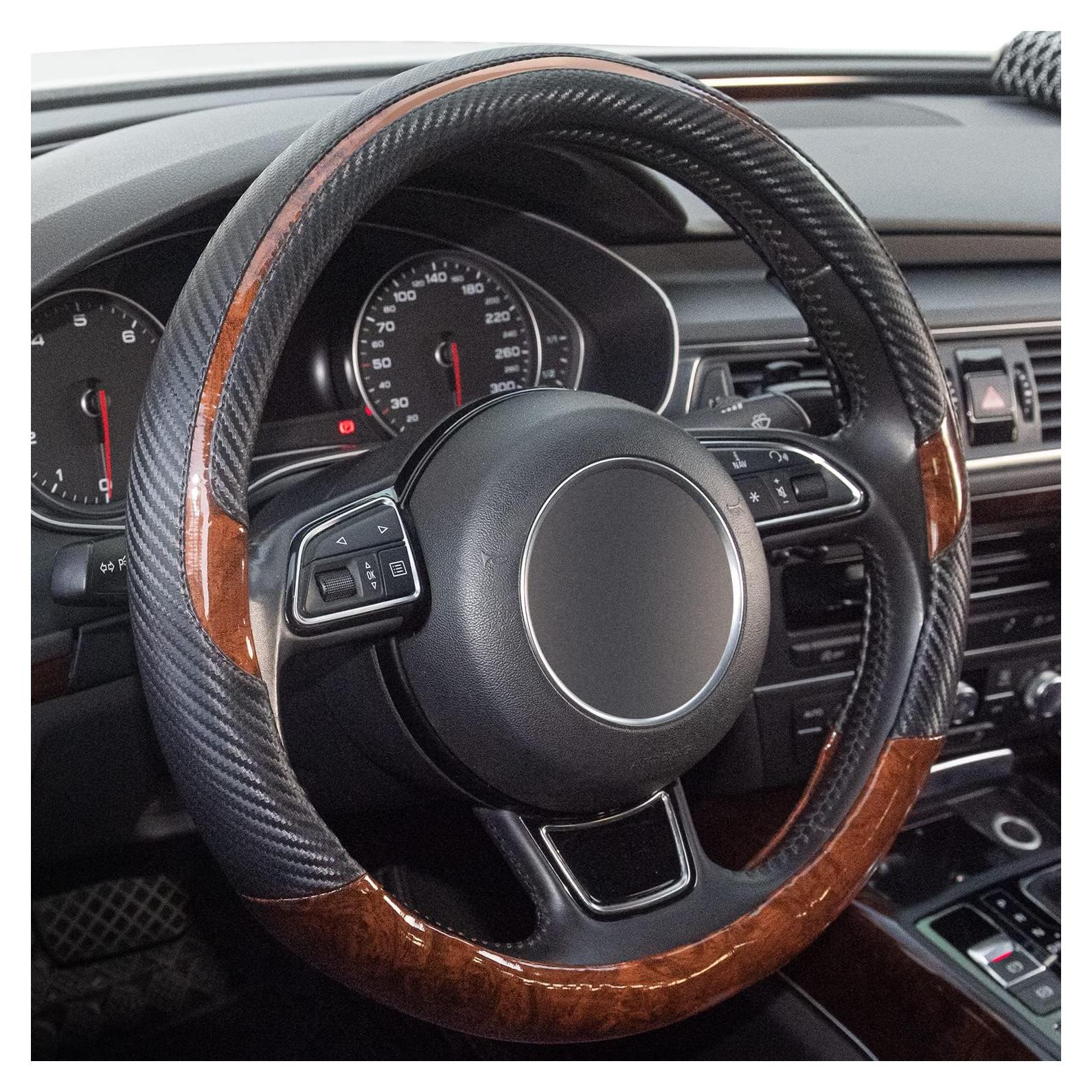 Cubierta de Volante Xizopucy Negra de Cuero Microfibra 37-39 cm