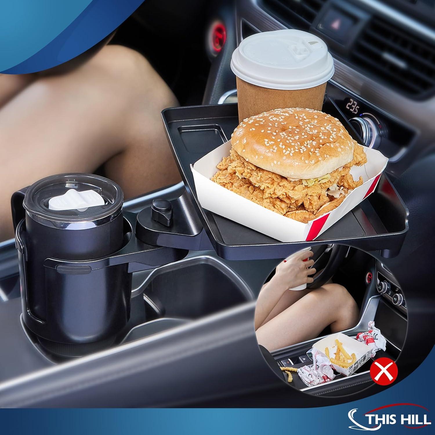 Soporte para Tazas de Coche This Hill 2 en 1 con Bandeja 360°