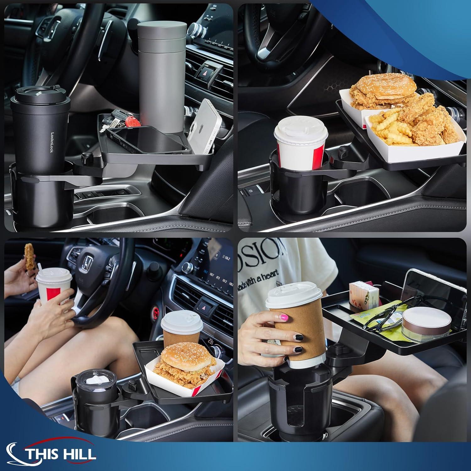 Soporte para Tazas de Coche This Hill 2 en 1 con Bandeja 360°