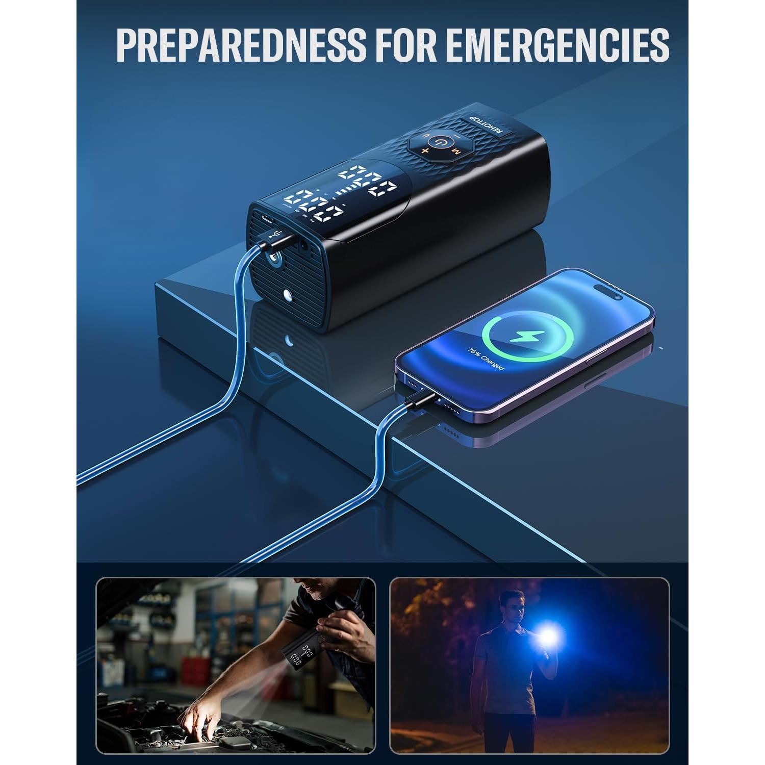 Compresor de Aire Portátil REHOTTOP Q7 160PSI Inalámbrico