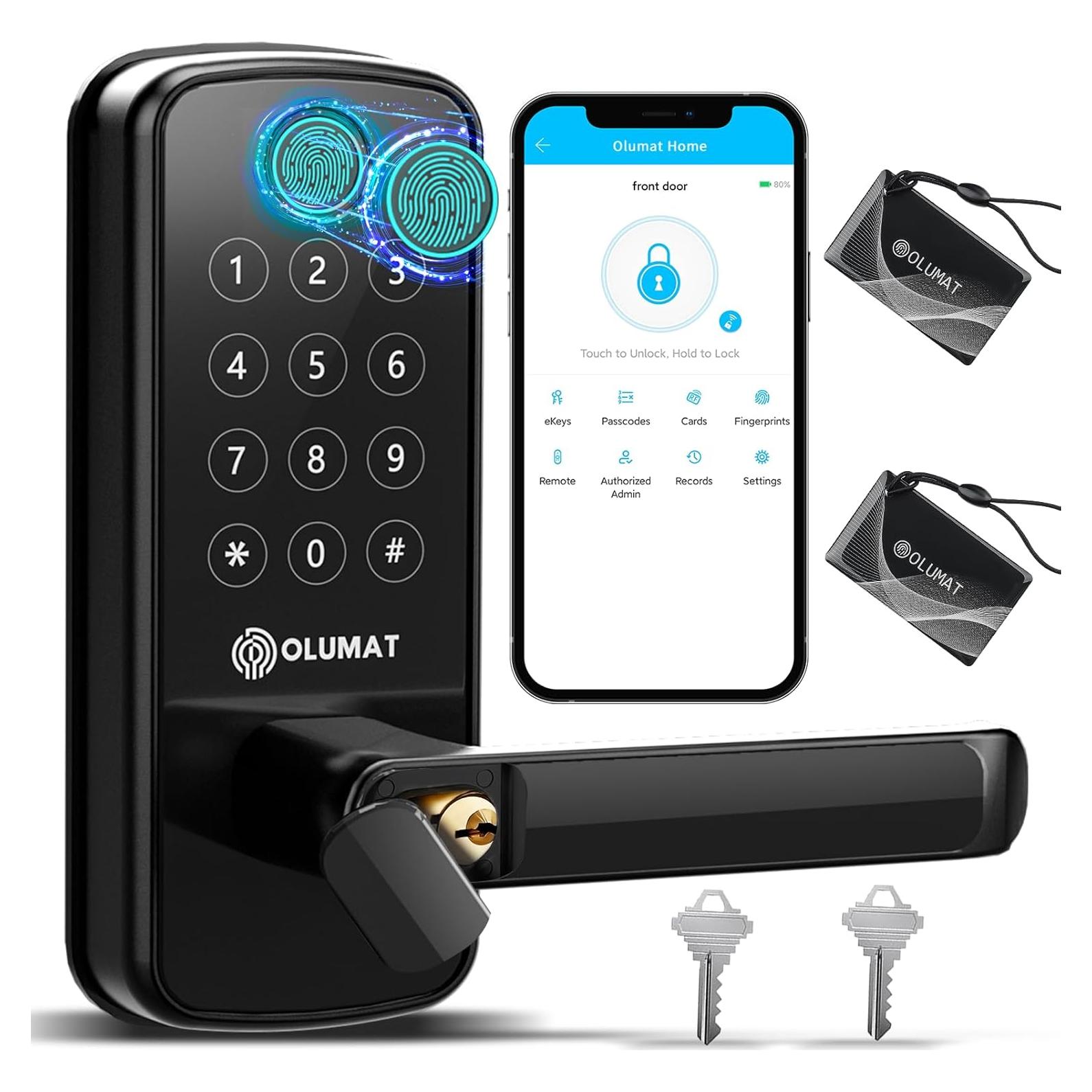 Cerradura Inteligente OLUMAT B28 Negra con Huella y Wi-Fi