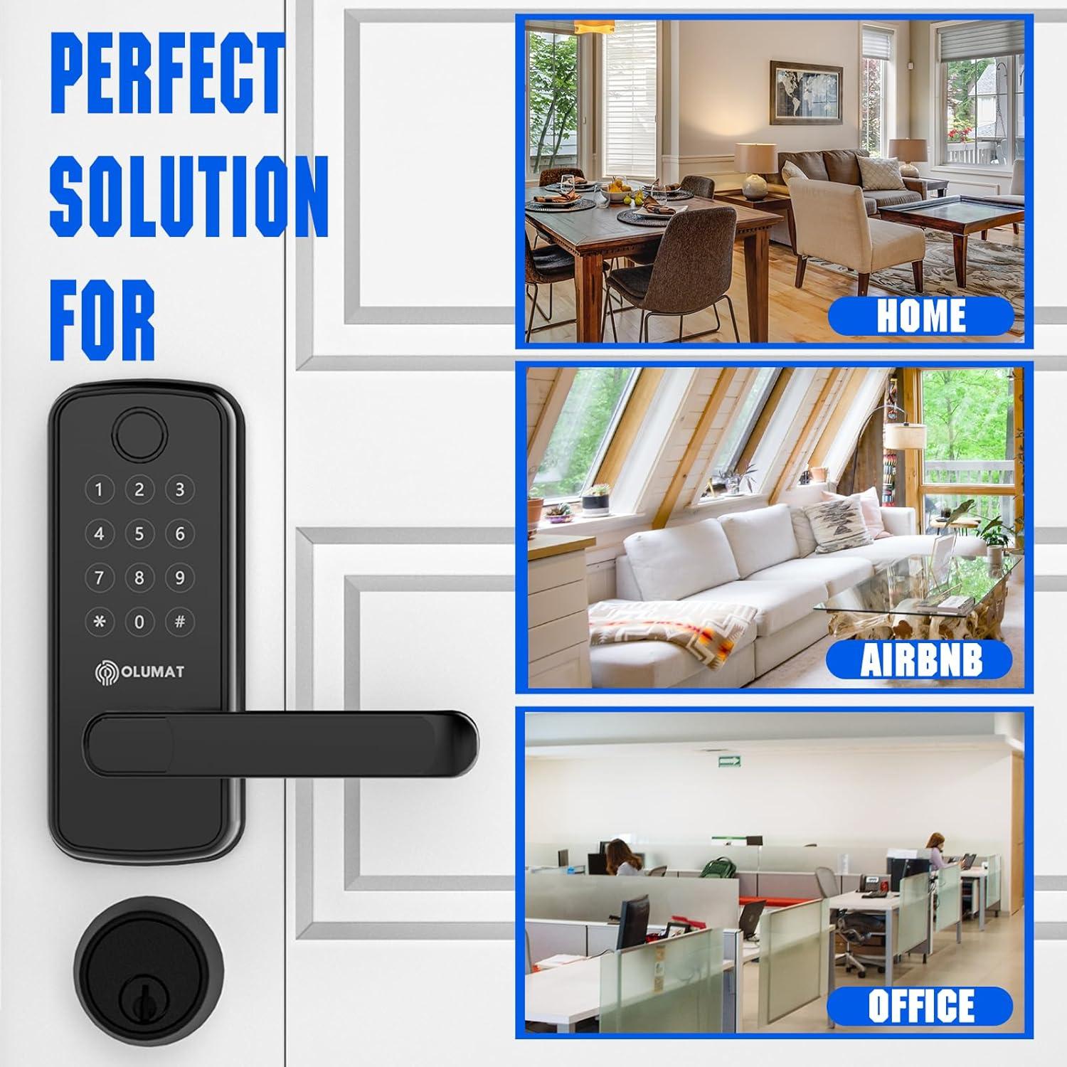 Cerradura Inteligente OLUMAT B28 Negra con Huella y Wi-Fi