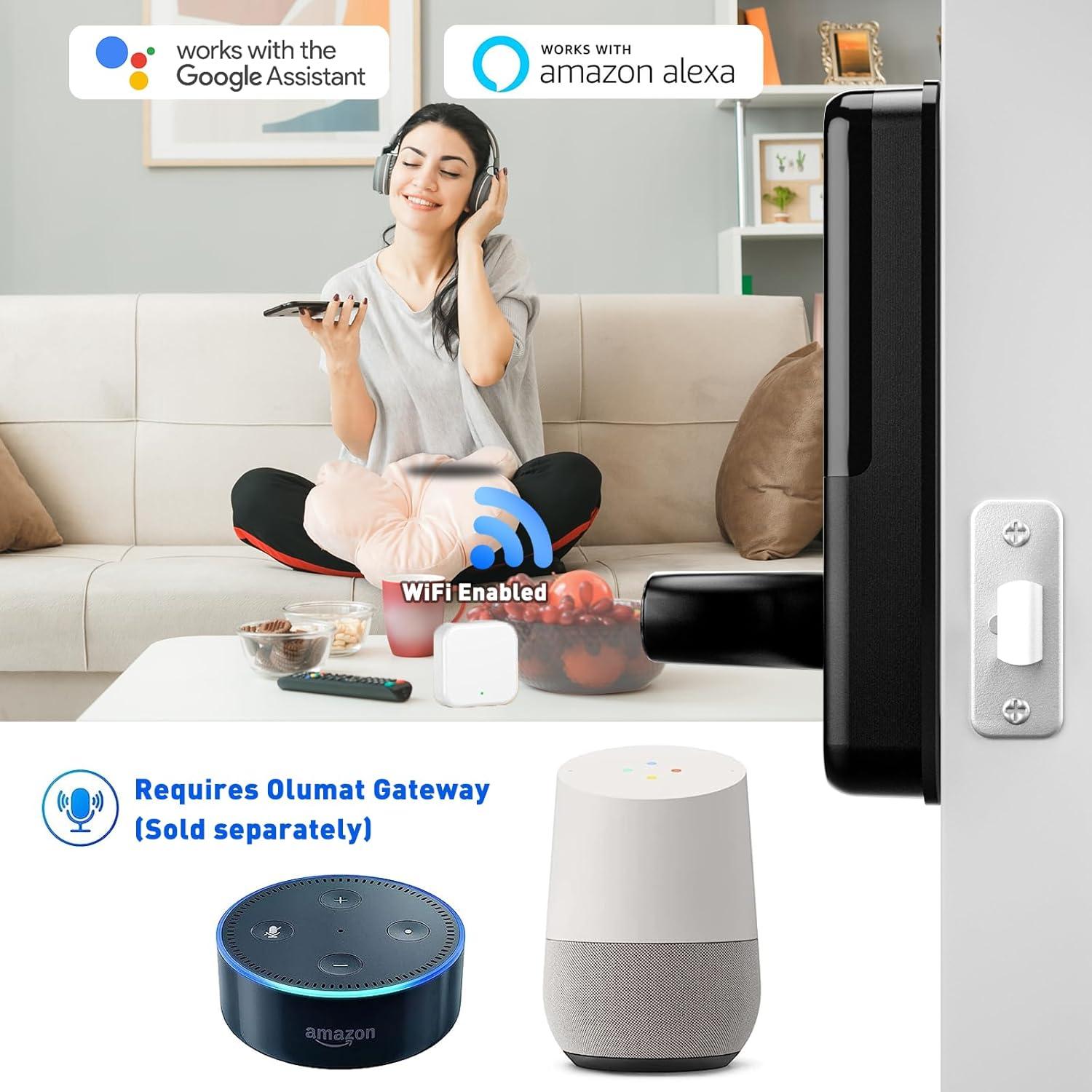 Cerradura Inteligente OLUMAT B28 Negra con Huella y Wi-Fi