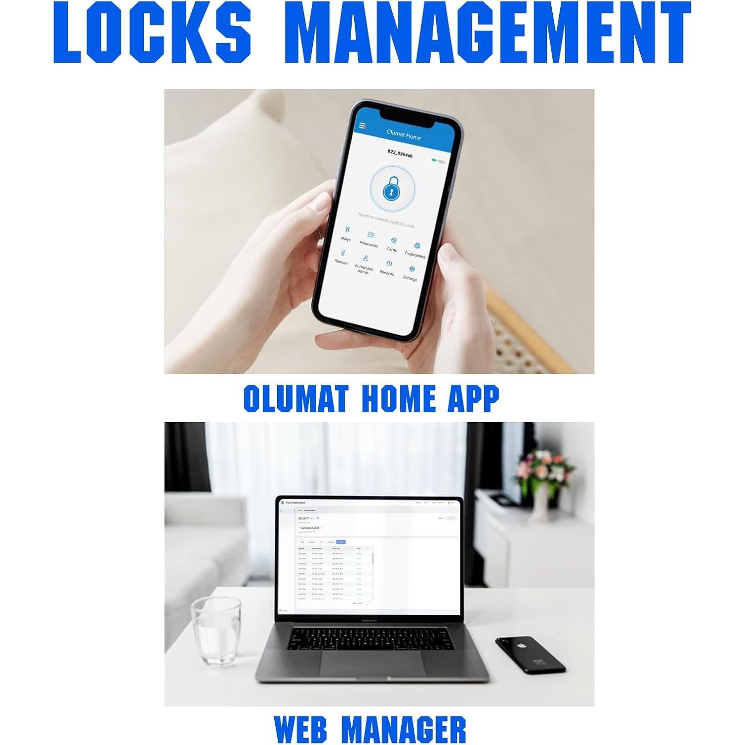 Cerradura Inteligente OLUMAT B28 Negra con Huella y Wi-Fi