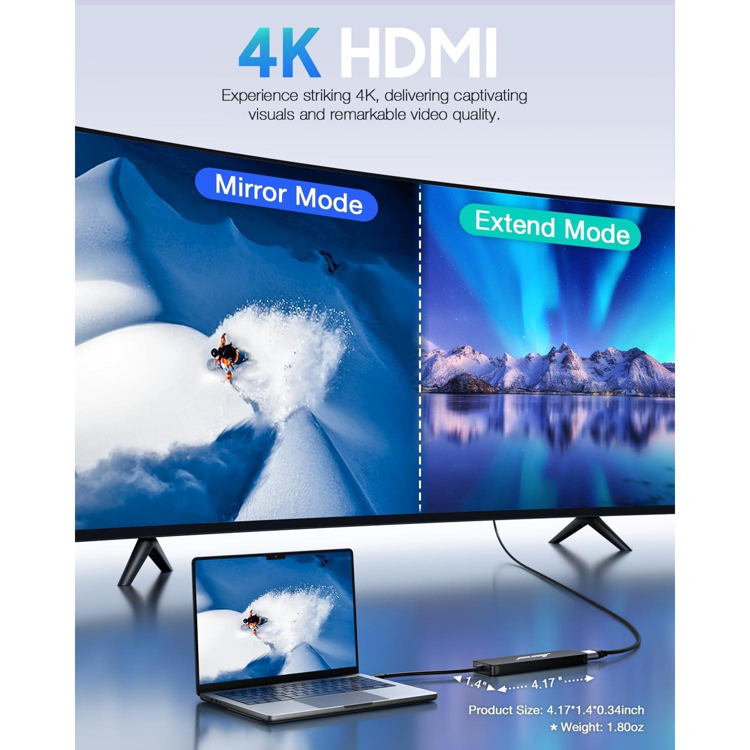 Hub USB C Hiearcool Adaptador Multi-Puerto 4K HDMI Negro