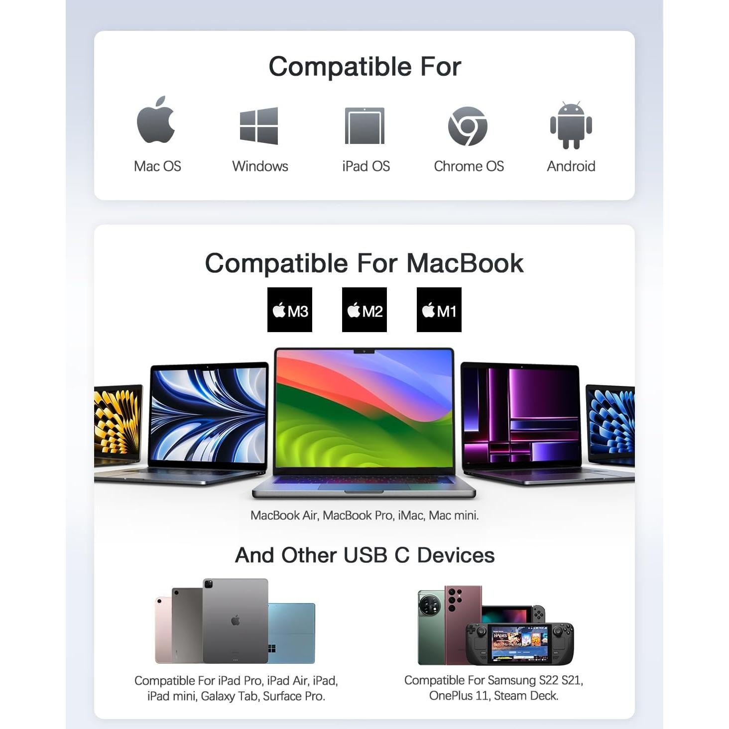 Hub USB C Hiearcool Adaptador Multi-Puerto 4K HDMI Negro