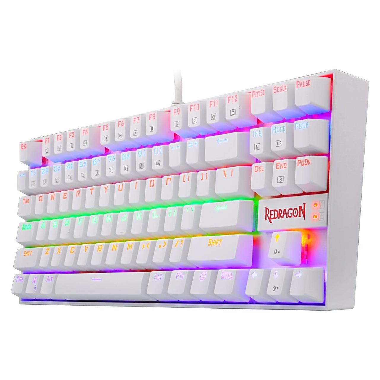 Teclado Mecánico Redragon K552 Compacto 87 Teclas RGB Blanco