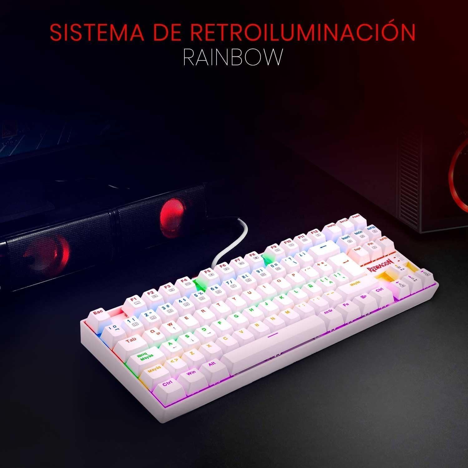 Teclado Mecánico Redragon K552 Compacto 87 Teclas RGB Blanco