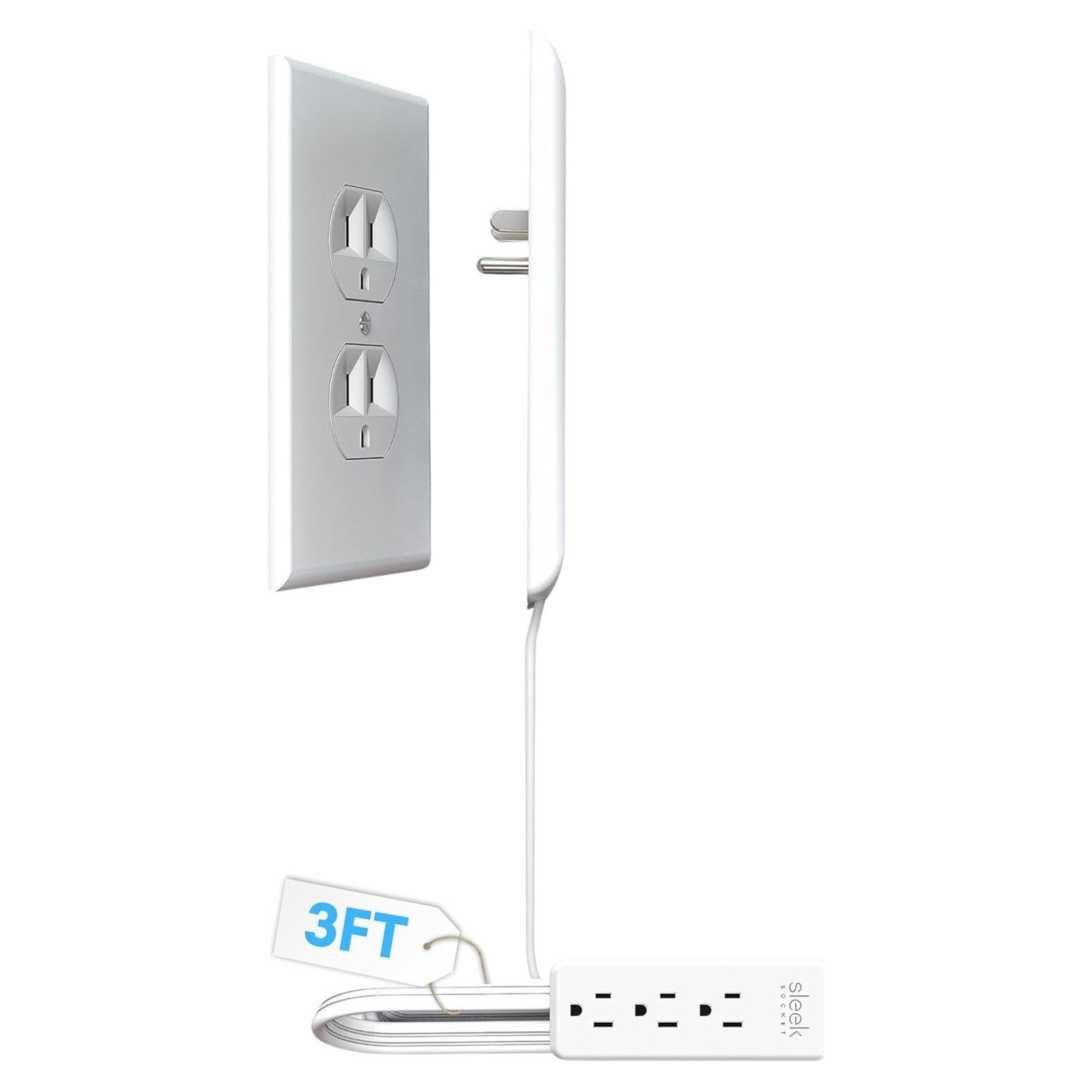 Sleek Socket Concejador de Enchufe Ultra Delgado 3 pies