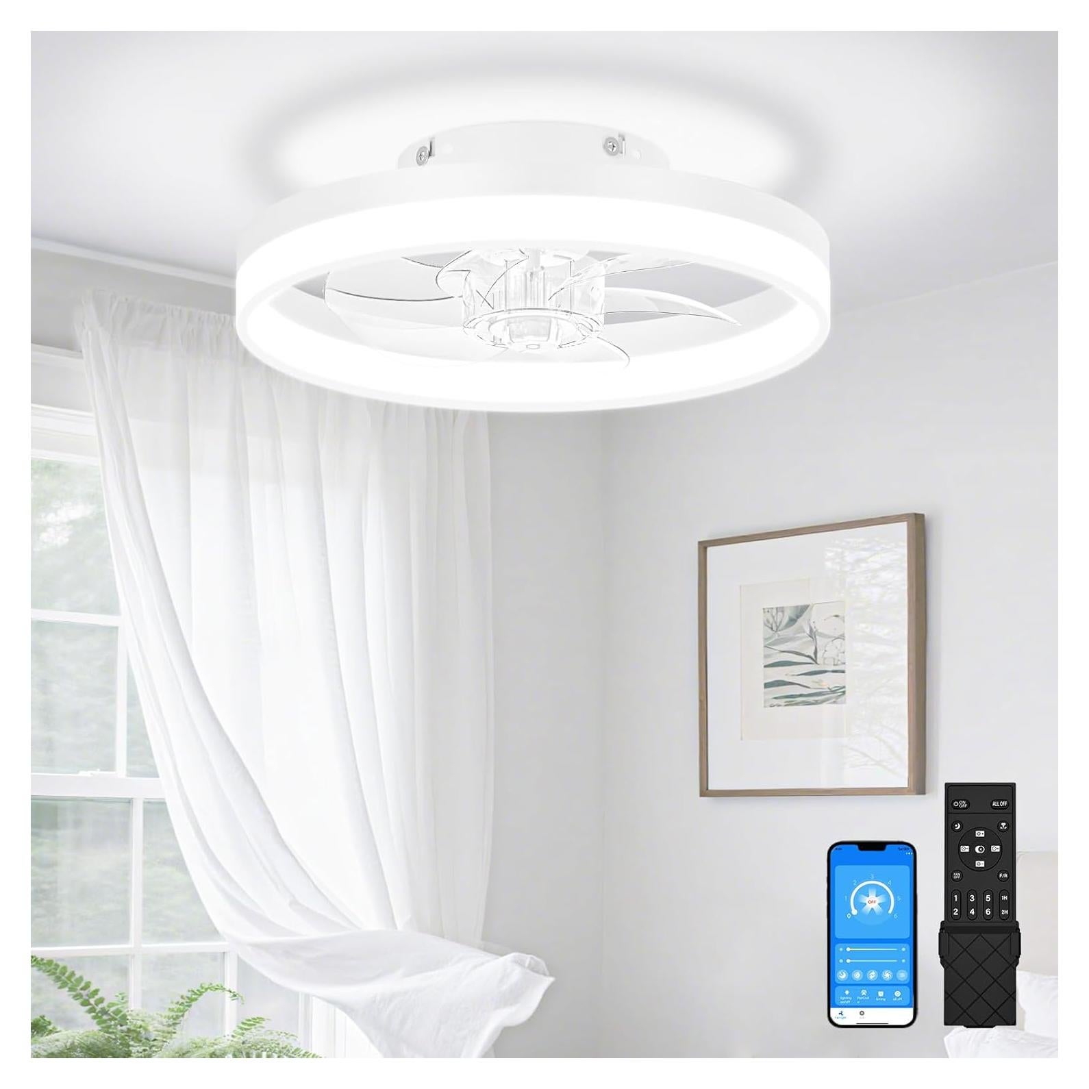 Ventilador de Techo VOLISUN 33 cm con Luz LED y Control Remoto