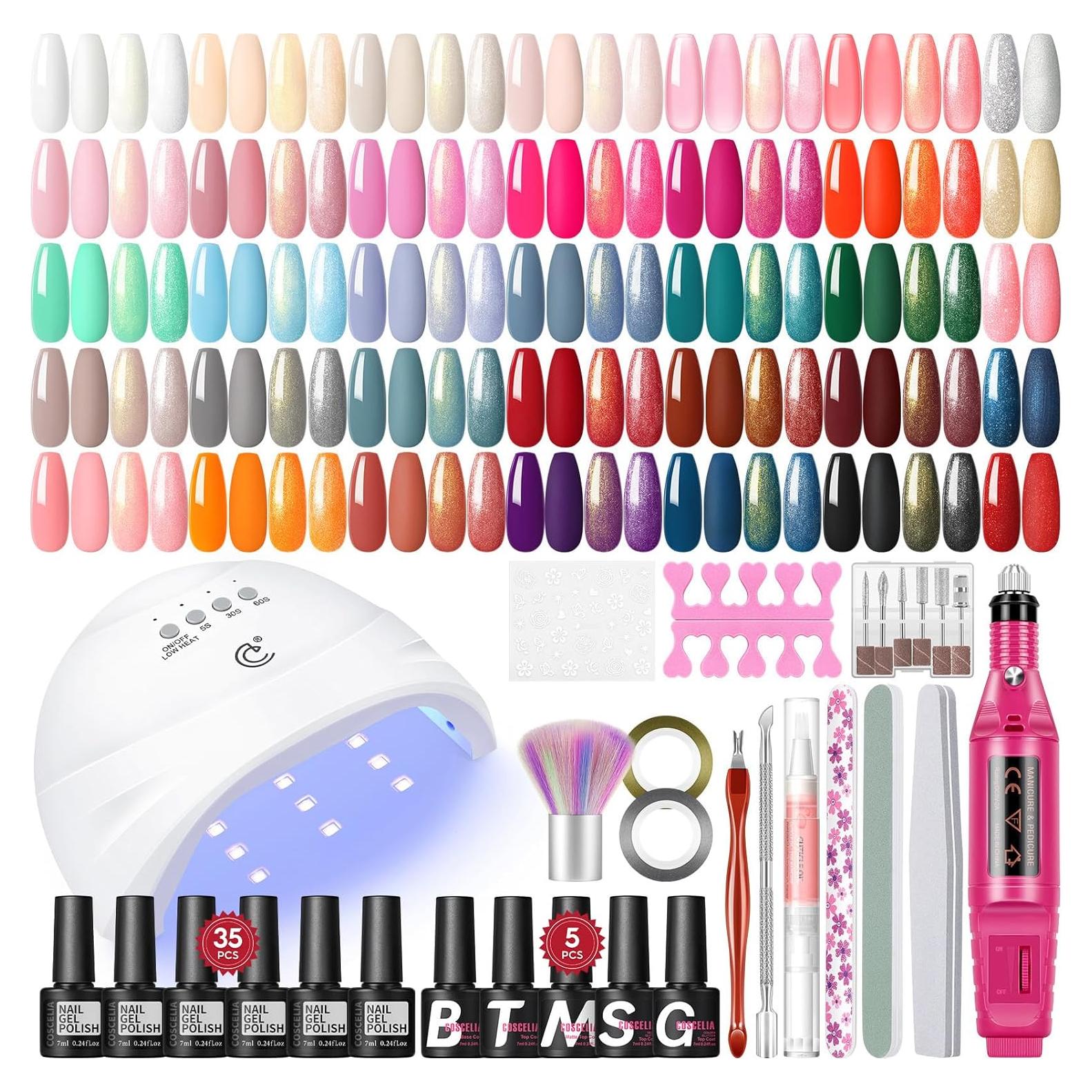 Kit de Esmalte de Uñas en Gel COSCELIA 35 Colores con Luz UV