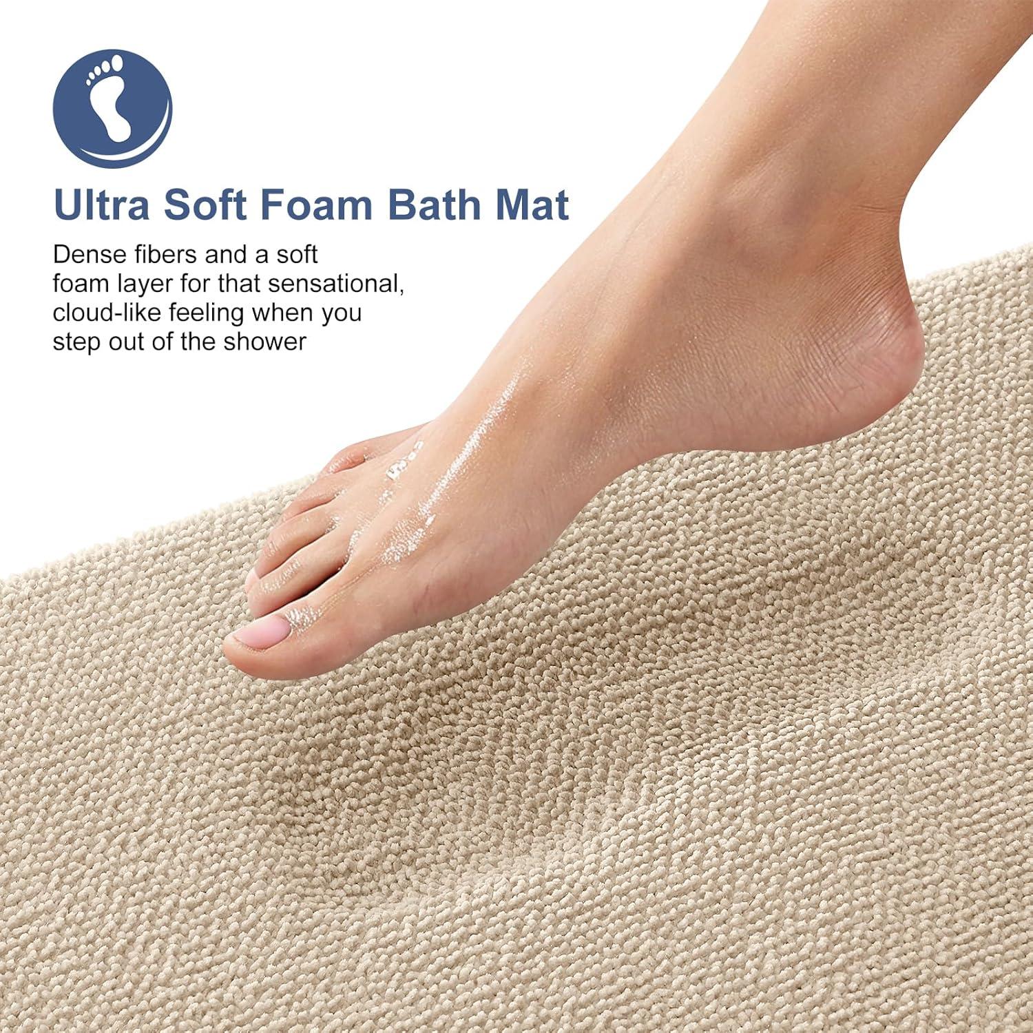 Alfombra de Baño OLANLY Espuma de Memoria Beige 61x41 cm