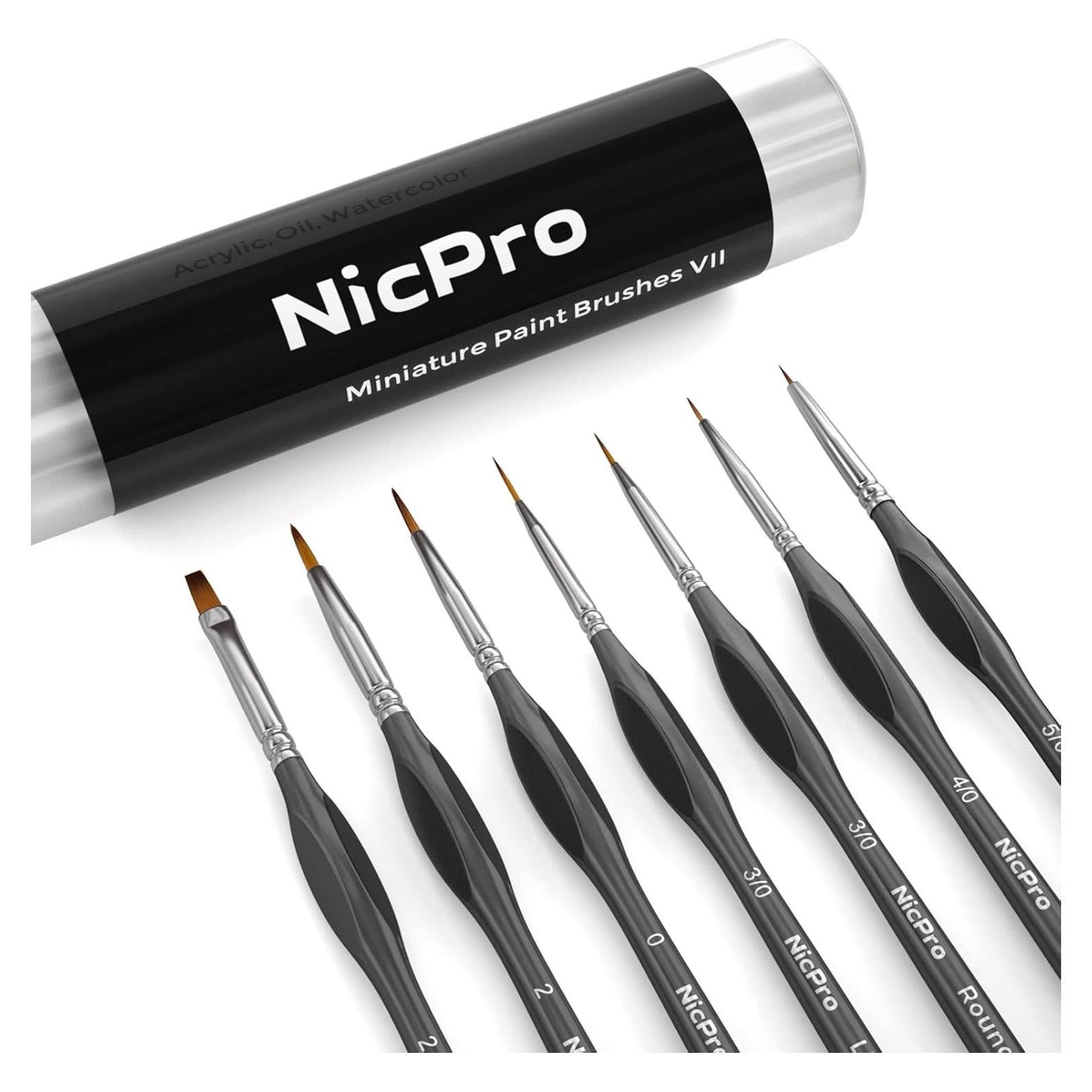 Conjunto de Pinceles de Detalle Nicpro 7 Piezas para Pintura