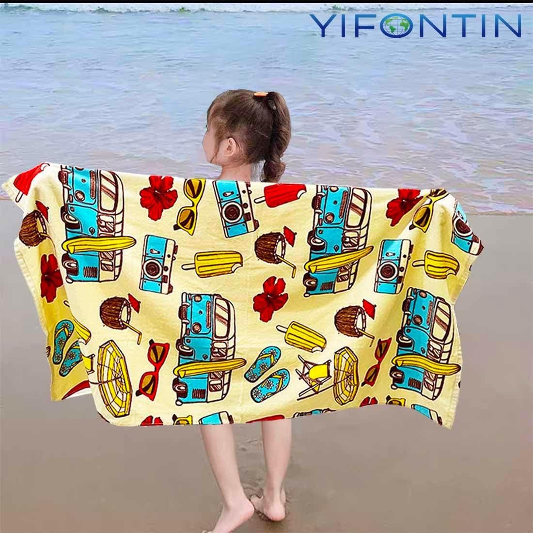 Toalla de Playa YIFONTIN 100% Algodón 64.8x129.5 cm Niños