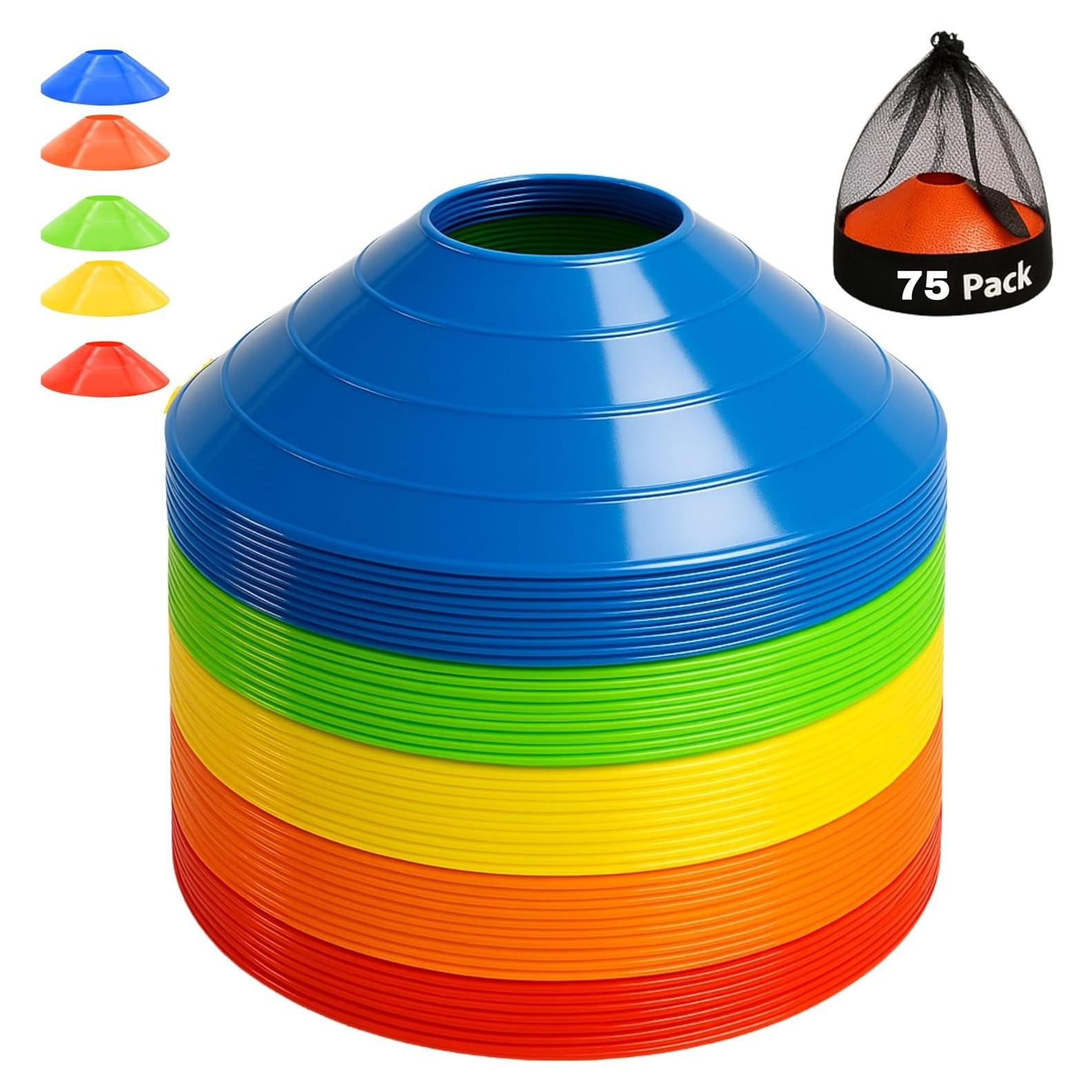 75 Conos de Entrenamiento de Fútbol MMOutlets con Bolsa y Soporte