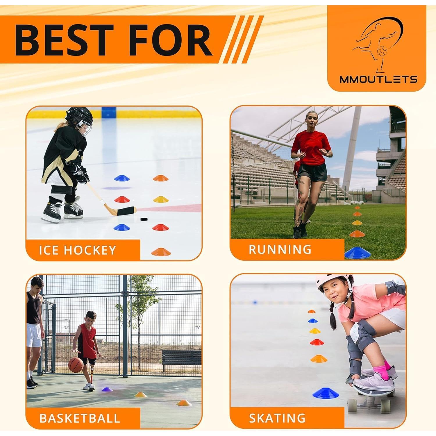 75 Conos de Entrenamiento de Fútbol MMOutlets con Bolsa y Soporte