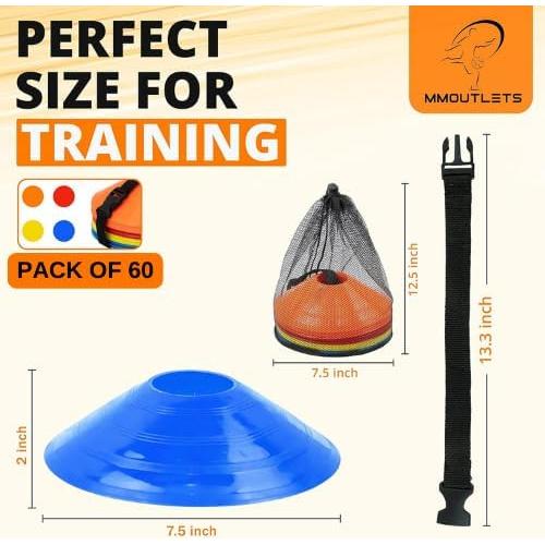 75 Conos de Entrenamiento de Fútbol MMOutlets con Bolsa y Soporte