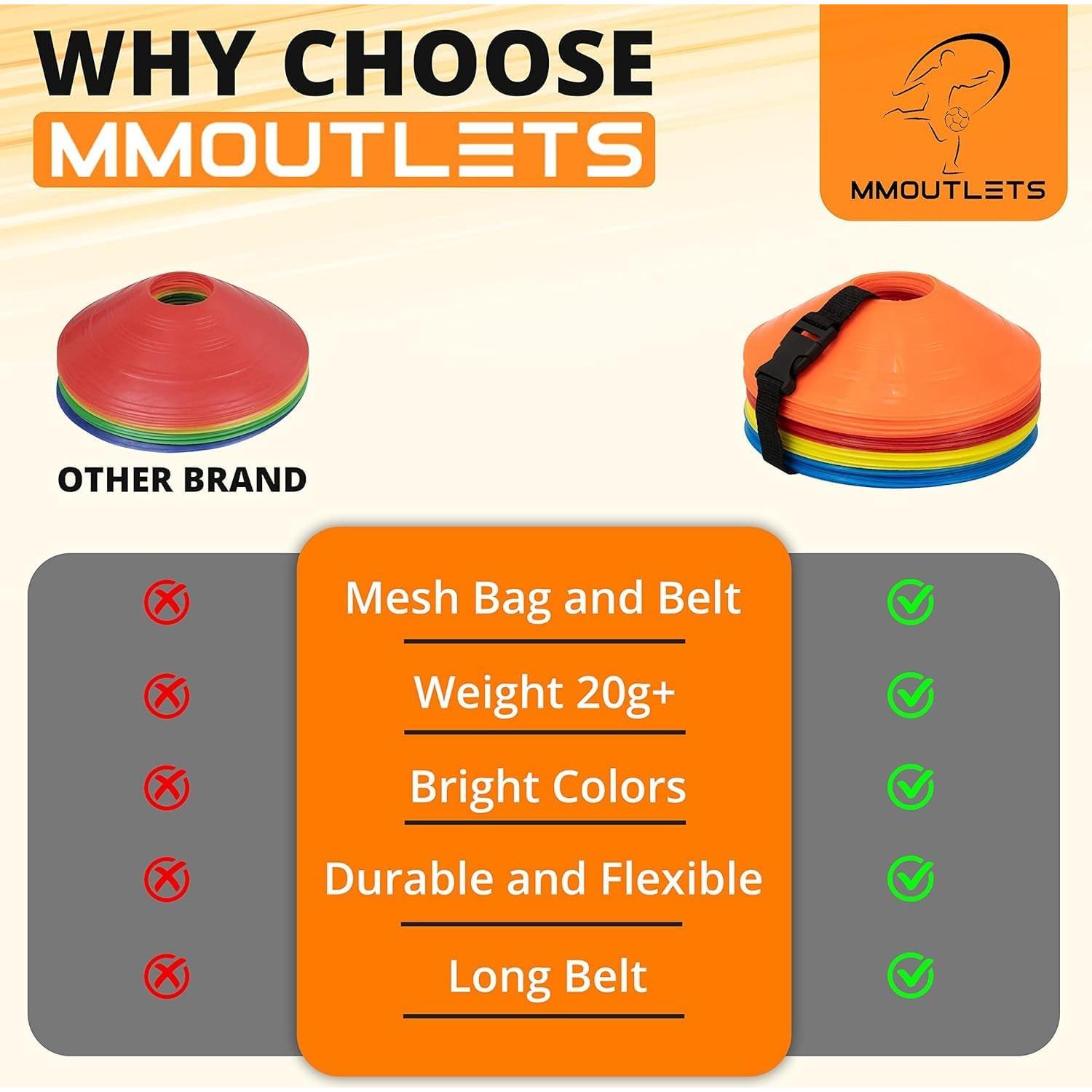 75 Conos de Entrenamiento de Fútbol MMOutlets con Bolsa y Soporte