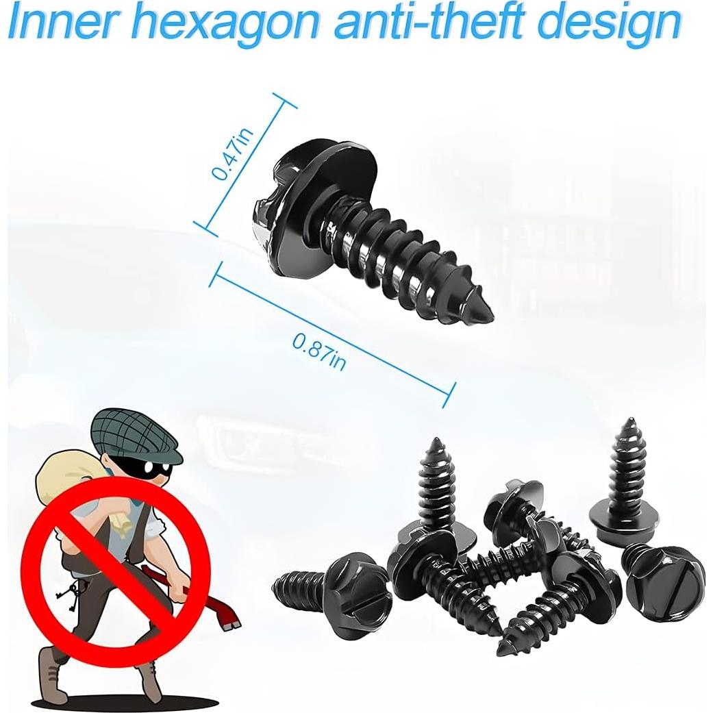 Kit de Tornillos Antirrobo YALOK para Placas de Matrícula 4PCS