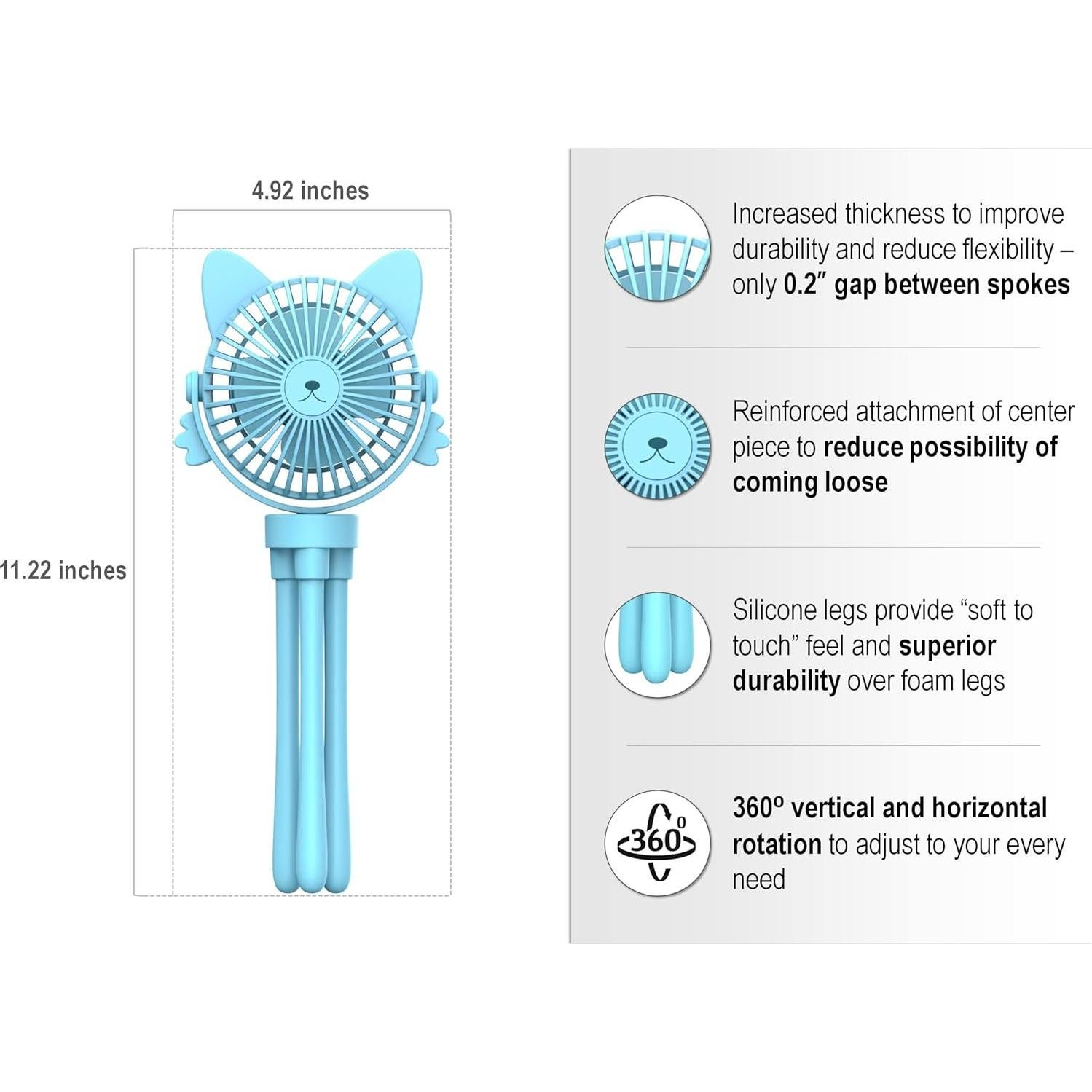 Ventilador Portátil Recargable FANimal para Cochecito Azul