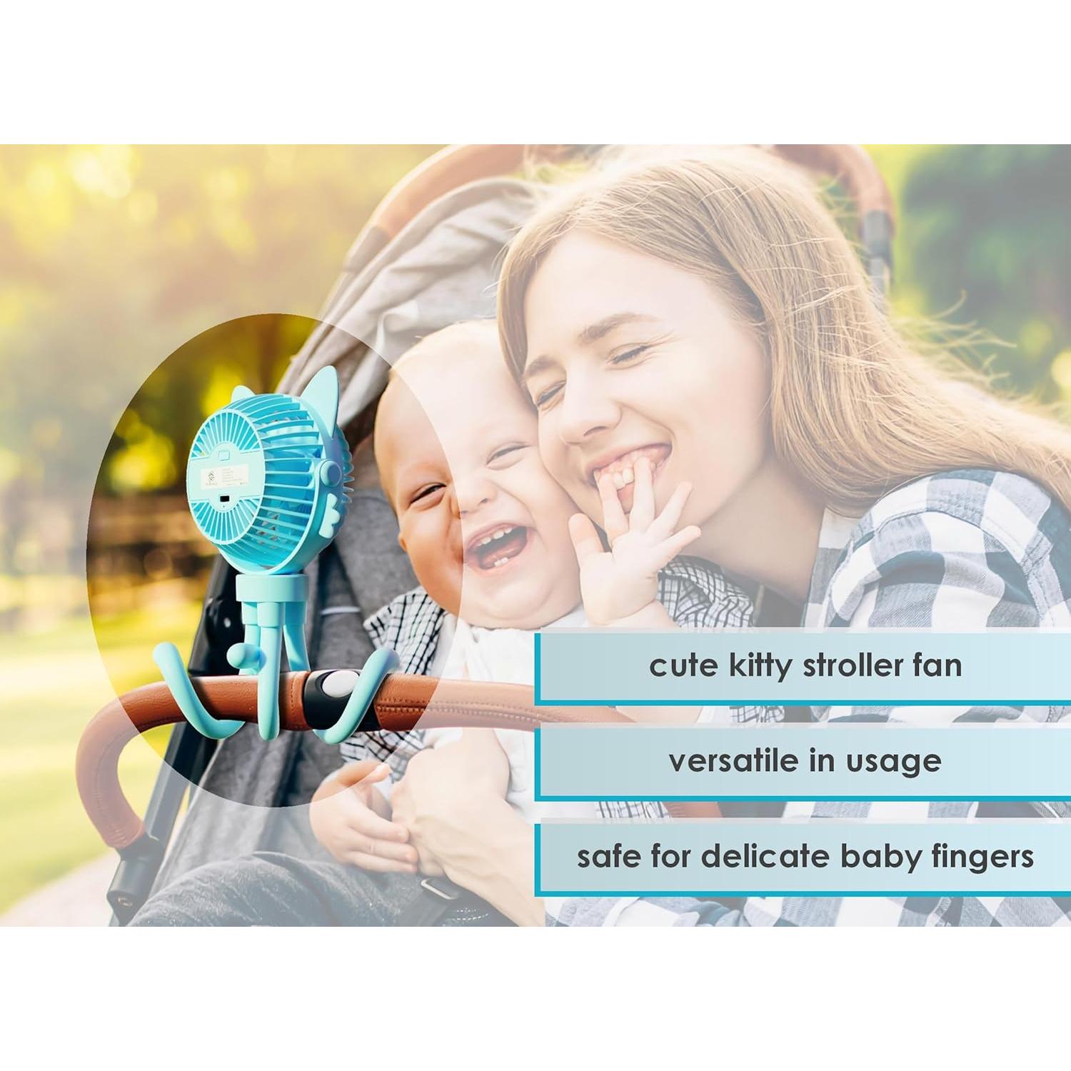 Ventilador Portátil Recargable FANimal para Cochecito Azul