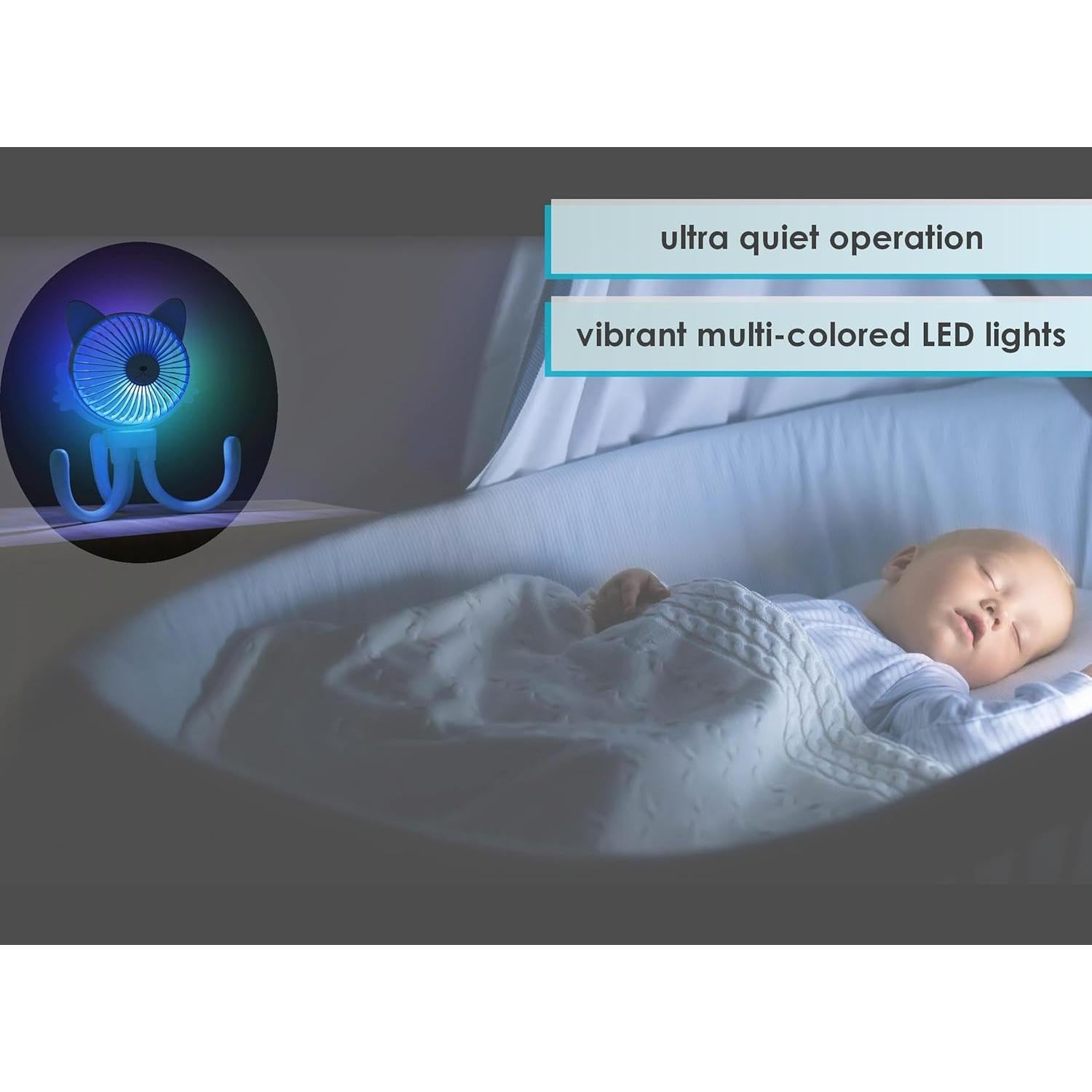 Ventilador Portátil Recargable FANimal para Cochecito Azul