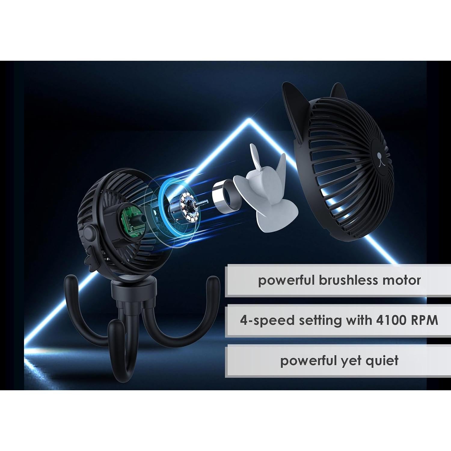 Ventilador Portátil Recargable FANimal para Cochecito Azul